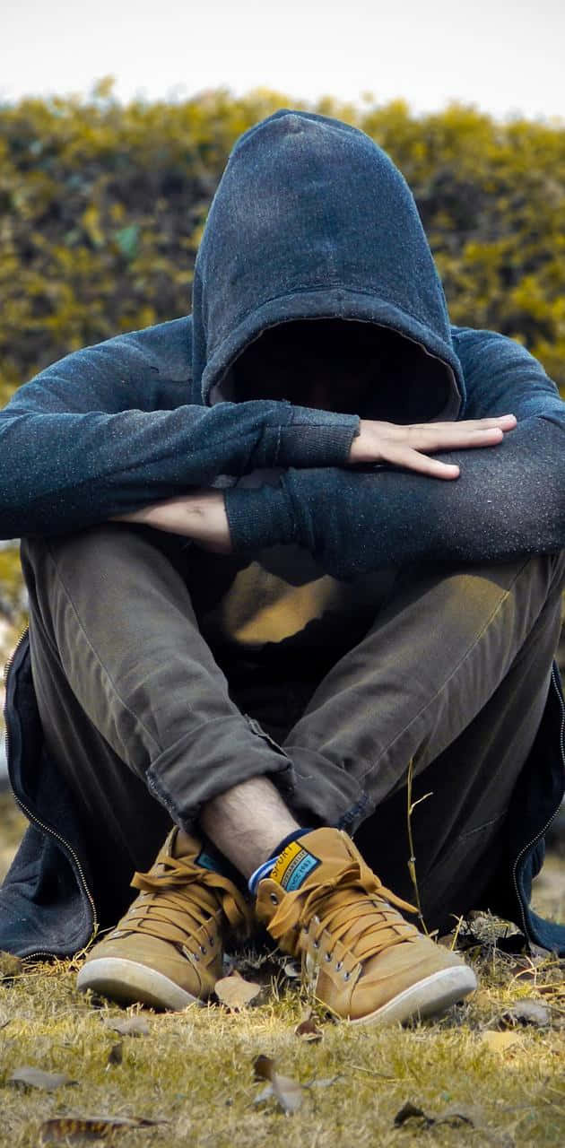 Cool Sad Boy, dark hoodie, meadow, HD Phone Wallpaper