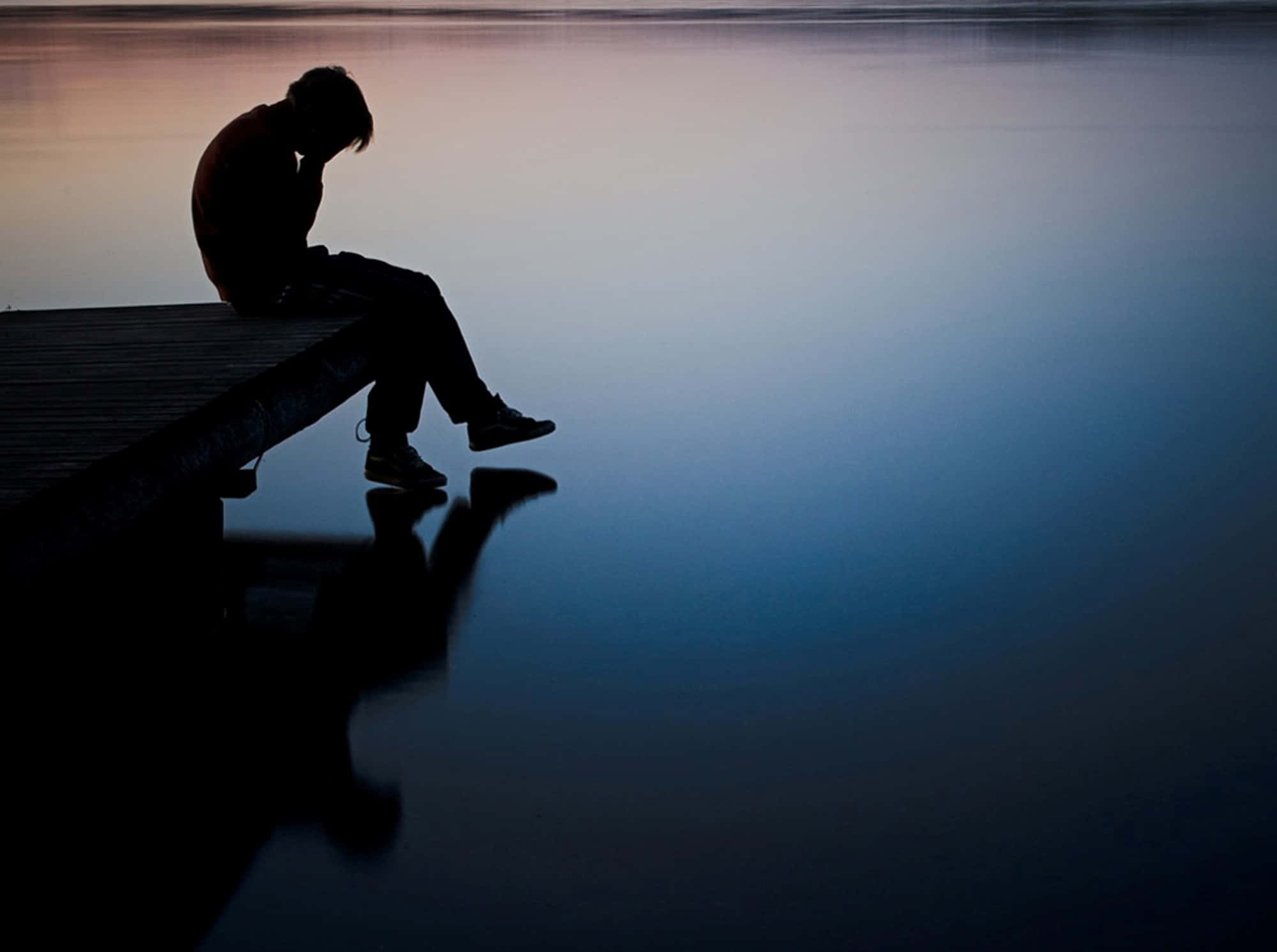 Cool Sad Boy, pier, dusk, Full HD Desktop Wallpaper
