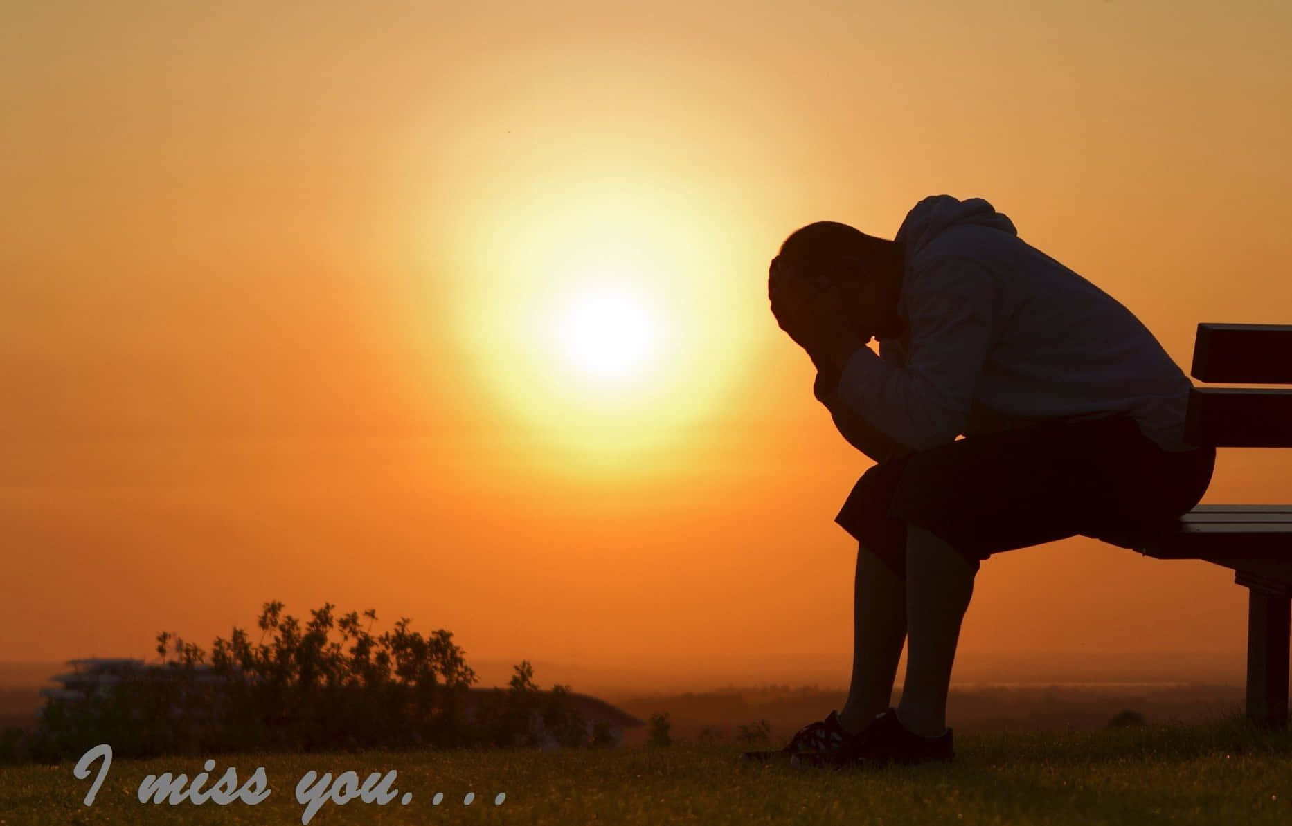 Cool Sad Boy, bench, sunset, HD Desktop Wallpaper
