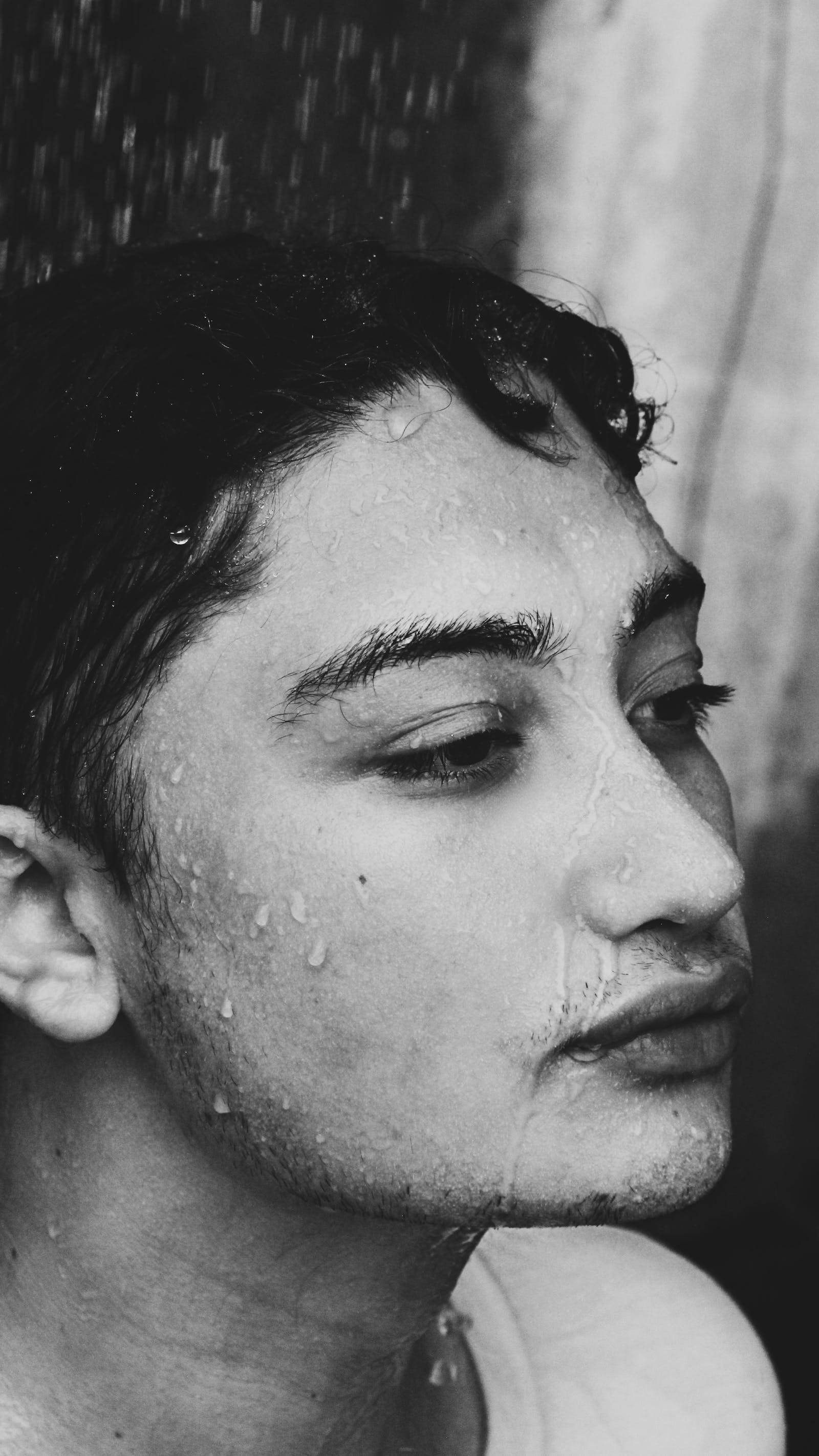 Cool Sad, drip of water, black and white, 2K Phone Wallpaper