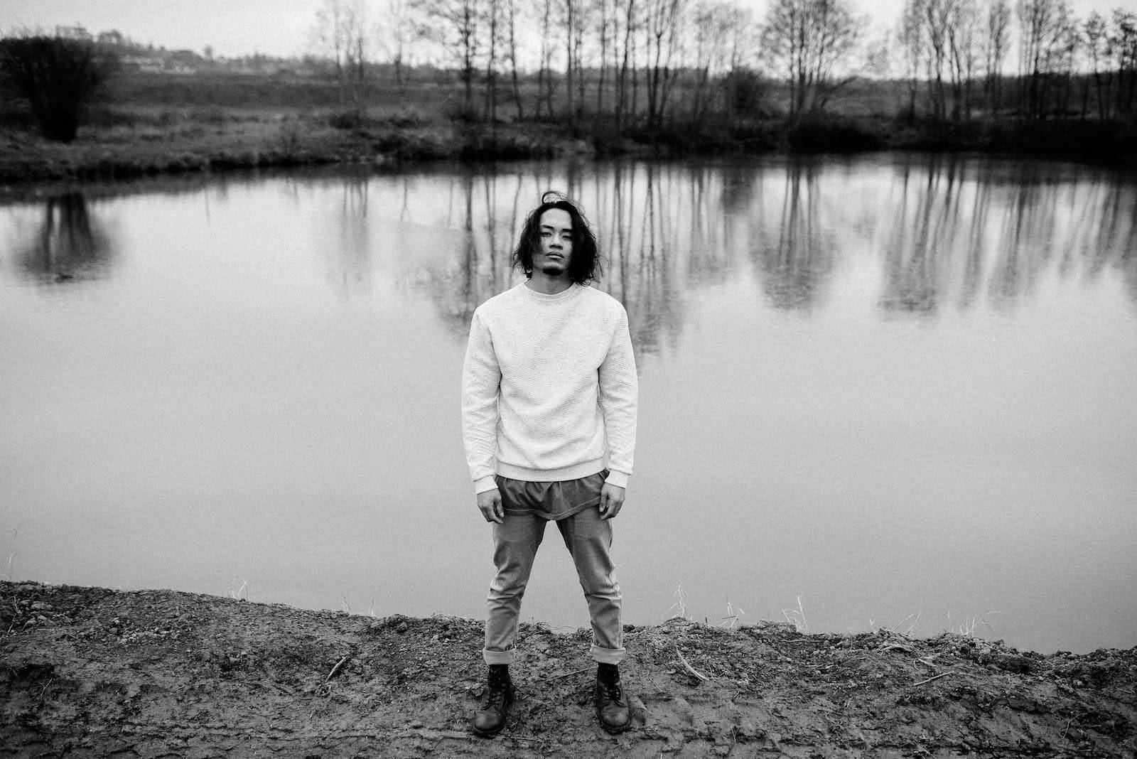 Cool Sad Guy, river, calm pond, HD Desktop Wallpaper