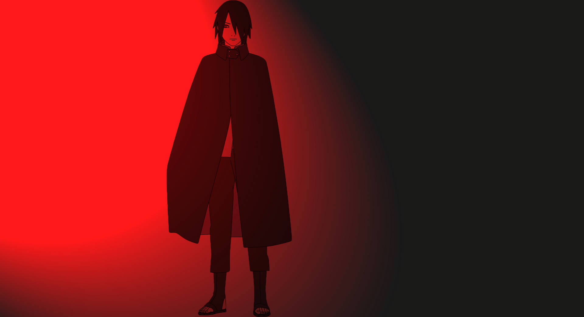 Cool Sasuke, red light, dark-haired anime character, Full HD Desktop Wallpaper