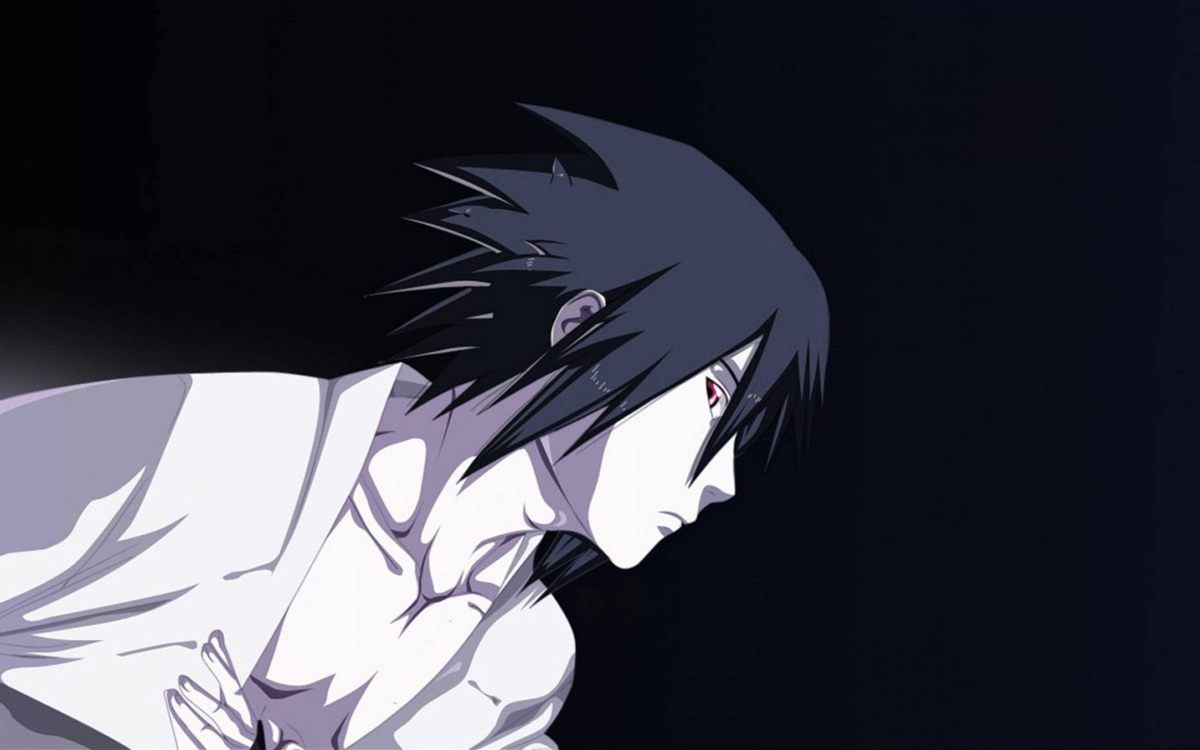 Cool Sasuke, spiky dark hair, red eye, 4K Desktop Wallpaper