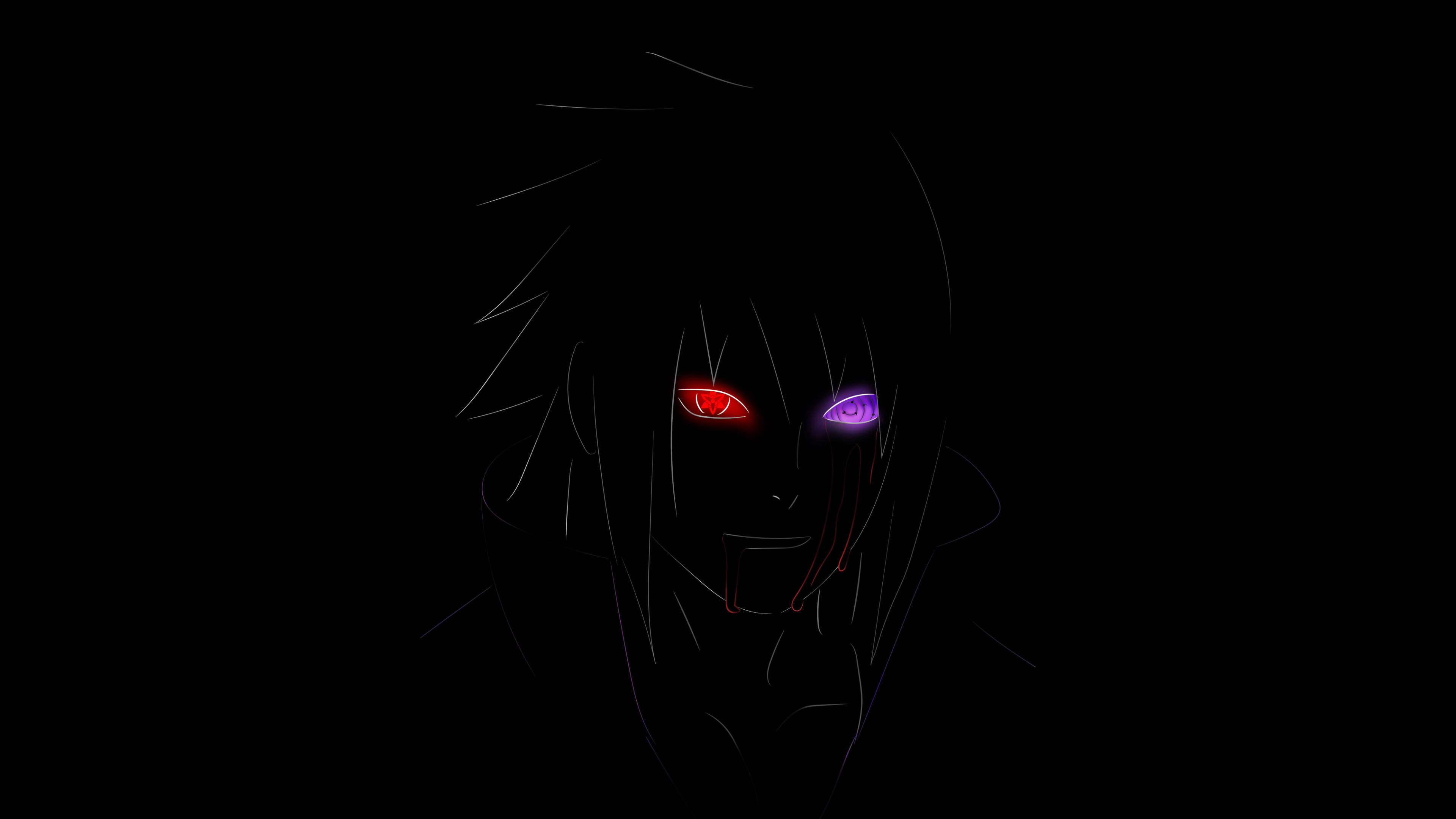 Sasuke, black, glowing red eyes, 4K Desktop Wallpaper
