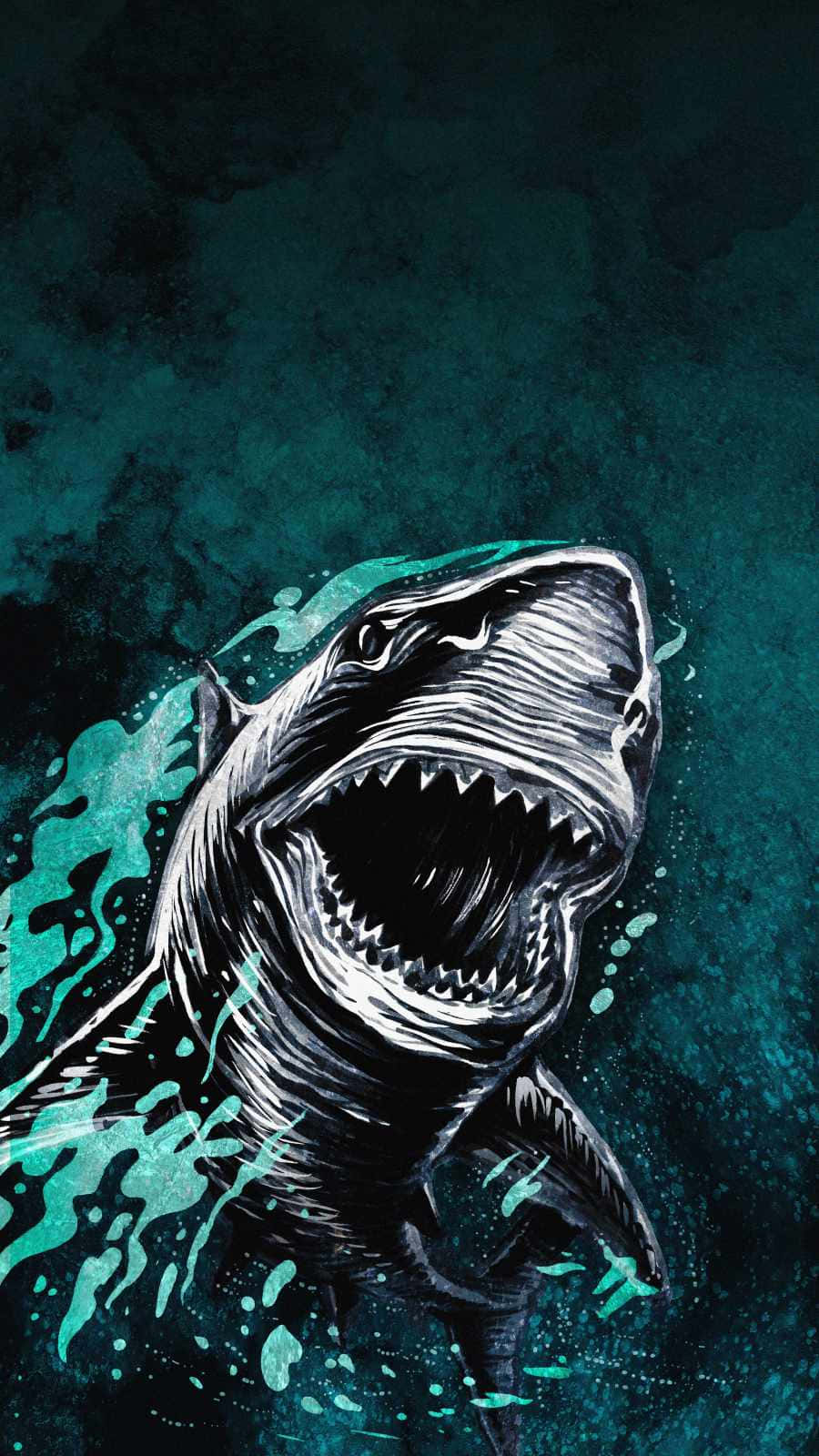 Cool Shark, teal waters, shark, HD Phone Wallpaper