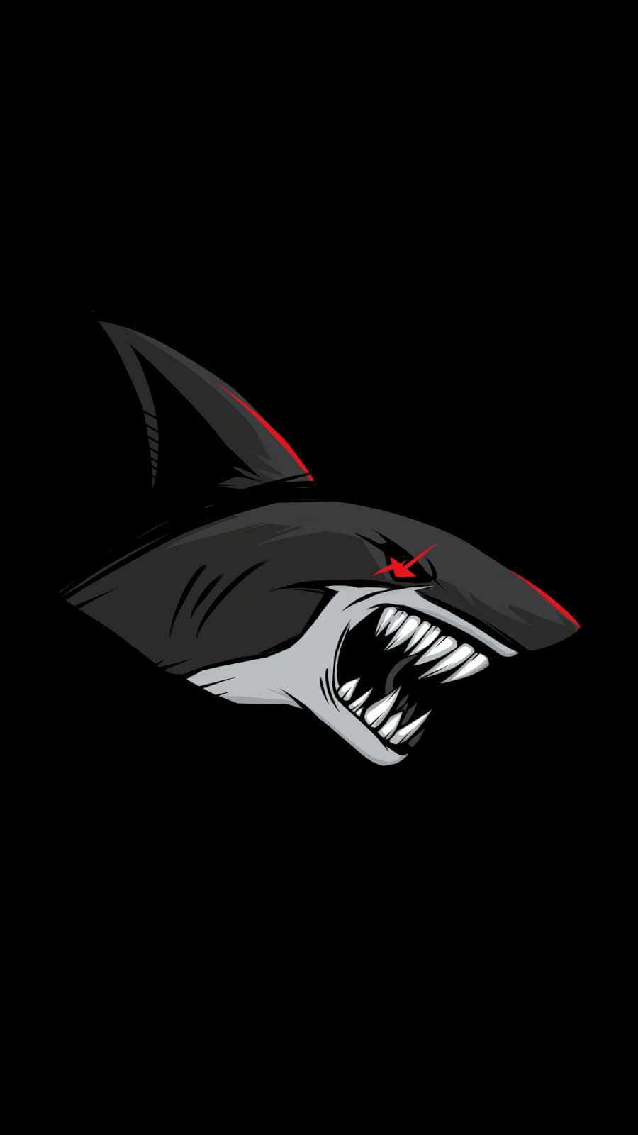 cool shark, red mouth, black background, HD Phone Wallpaper