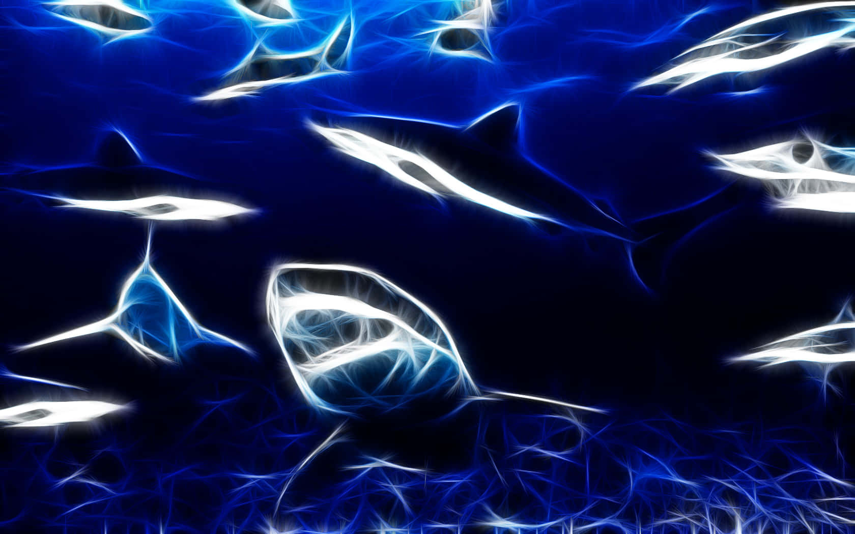 Cool Shark, electric blue, fractal patterns, HD Desktop Wallpaper