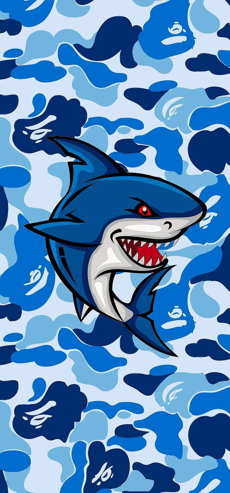 animated shark, red eyes, sharp teeth, HD Phone Wallpaper