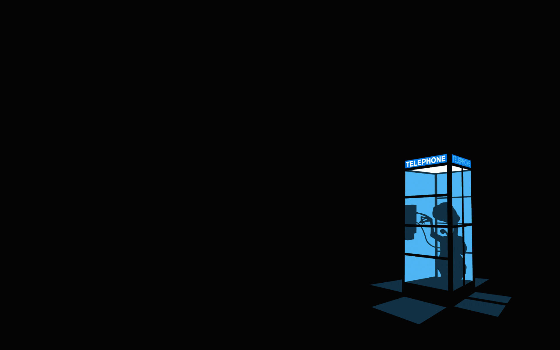 Cool Simple Creature, telephone booth, glowing blue, Full HD Desktop Wallpaper