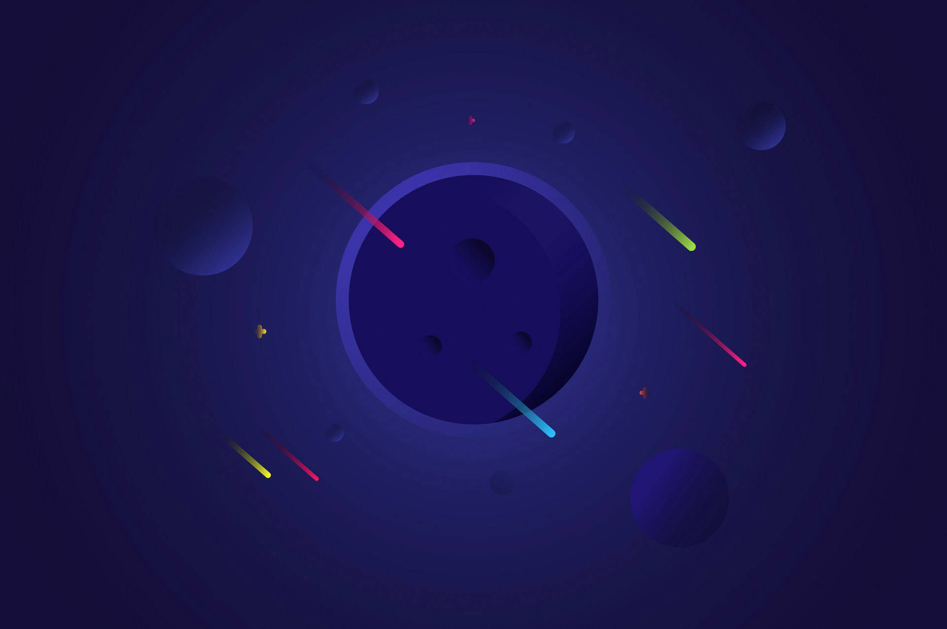 abstract planet, glowing streaks, spheres, Full HD Desktop Wallpaper