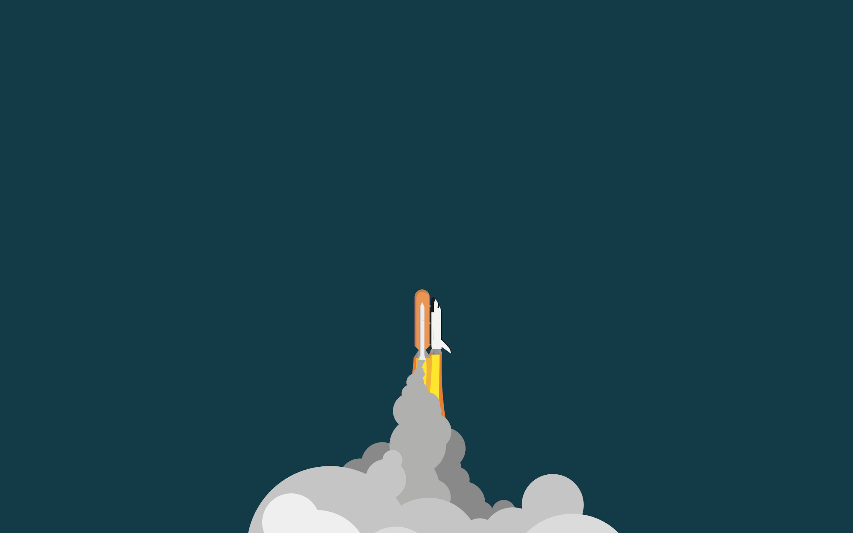Cool Simple, rocket launch, gray smoke, 2K Desktop Wallpaper