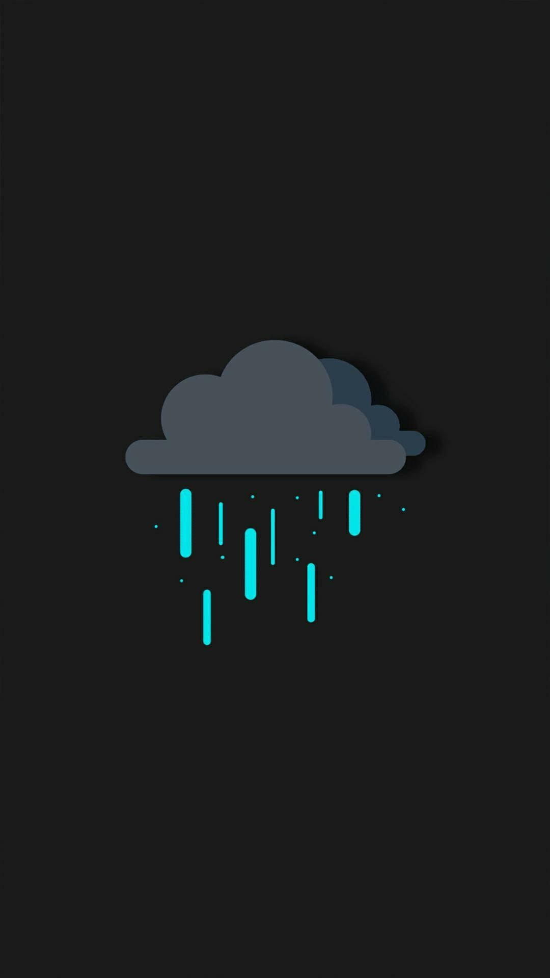 Cool Simple, dark gray cloud, glowing cyan raindrops, HD Phone Wallpaper