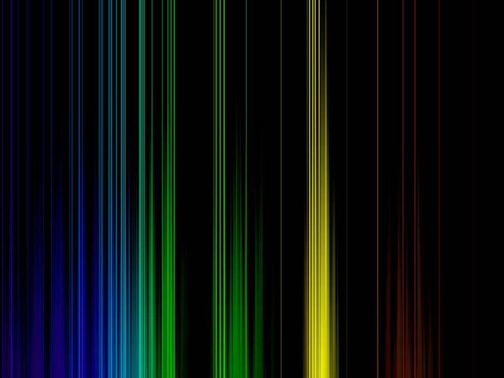 vibrant vertical rainbow light streaks, deep black background, dynamic digital glow, SD Desktop Wallpaper
