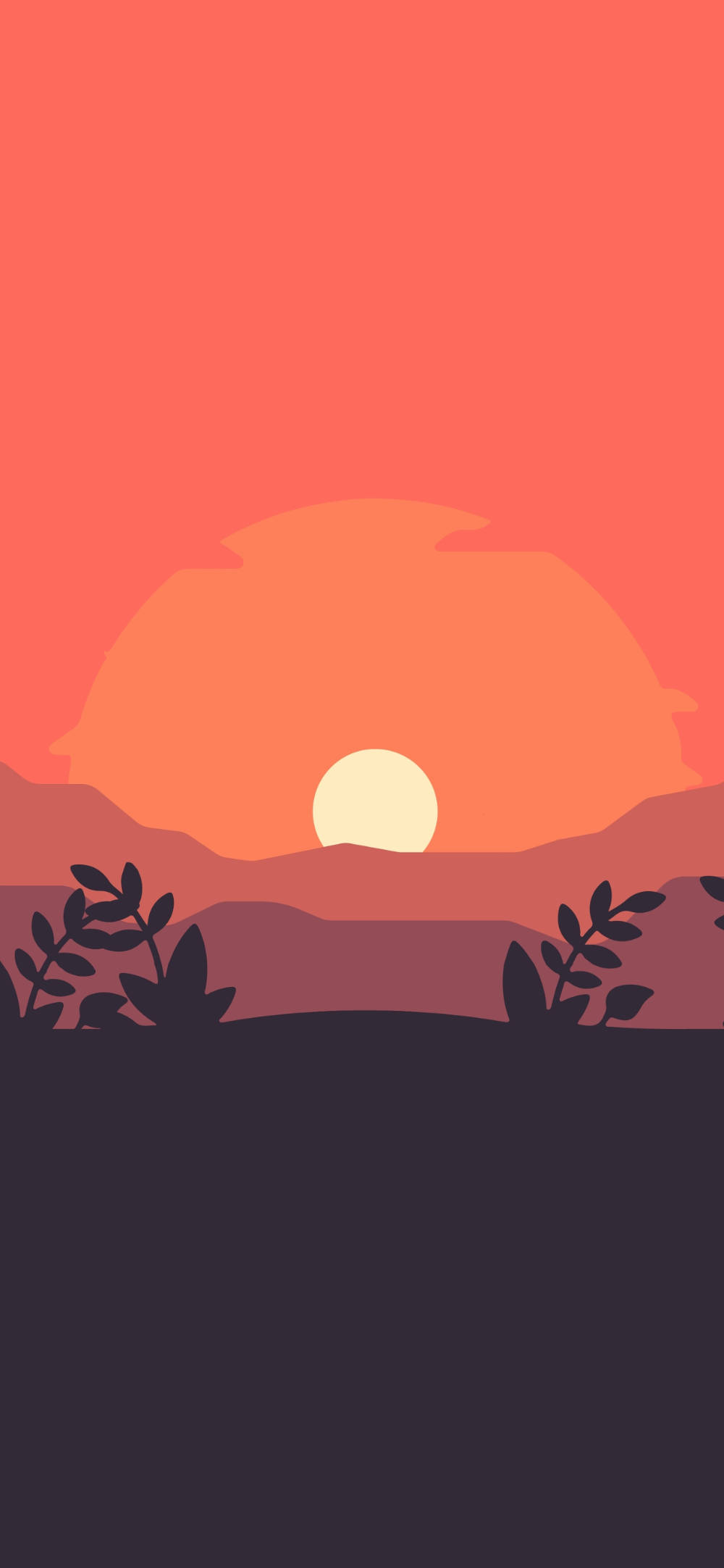 Cool Simple, sunset sky, glowing sun, Full HD Phone Wallpaper