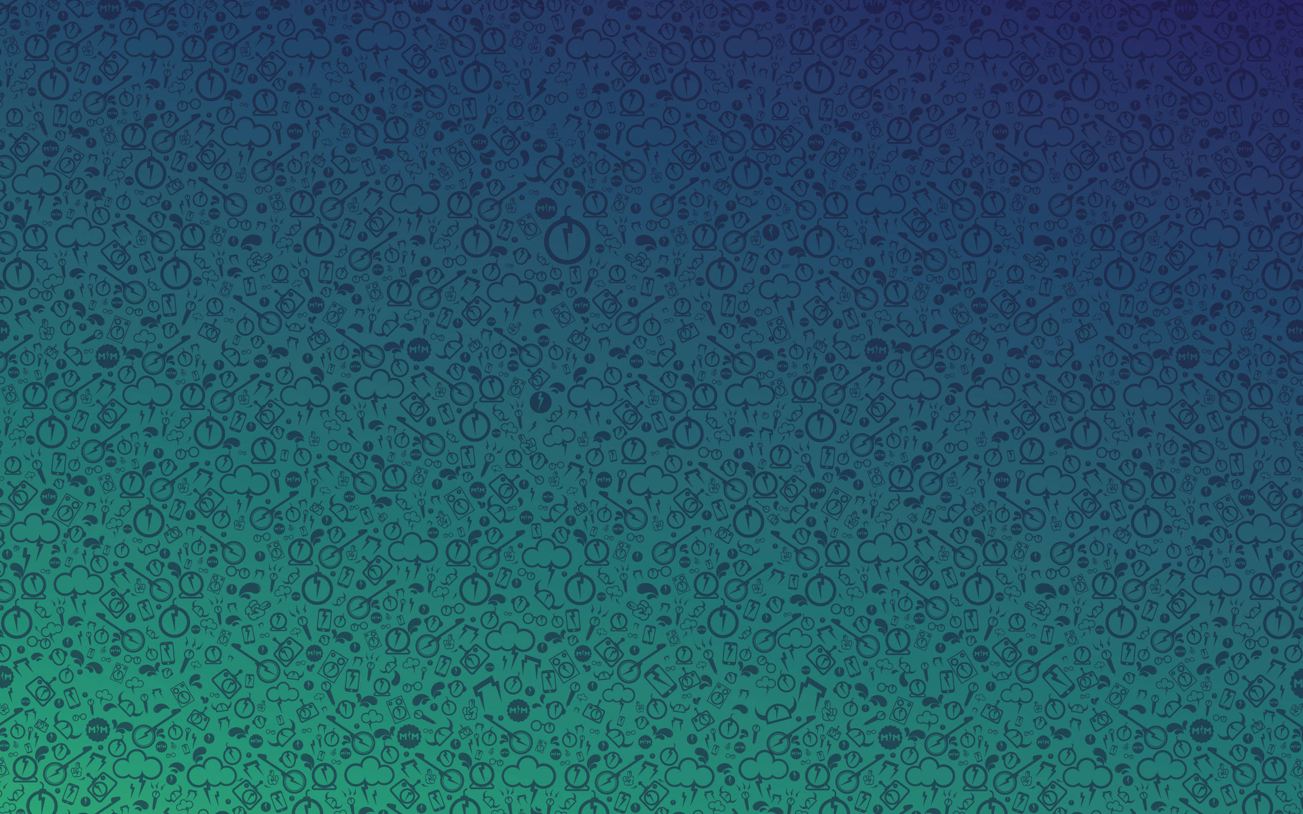 blue-green background, tiny repeating tech icons, symbols, 2K Desktop Wallpaper