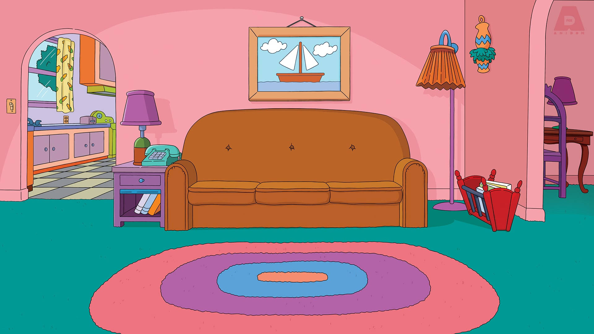 The Simpsons, Zoom Background, cartoon living room, Full HD Desktop Wallpaper