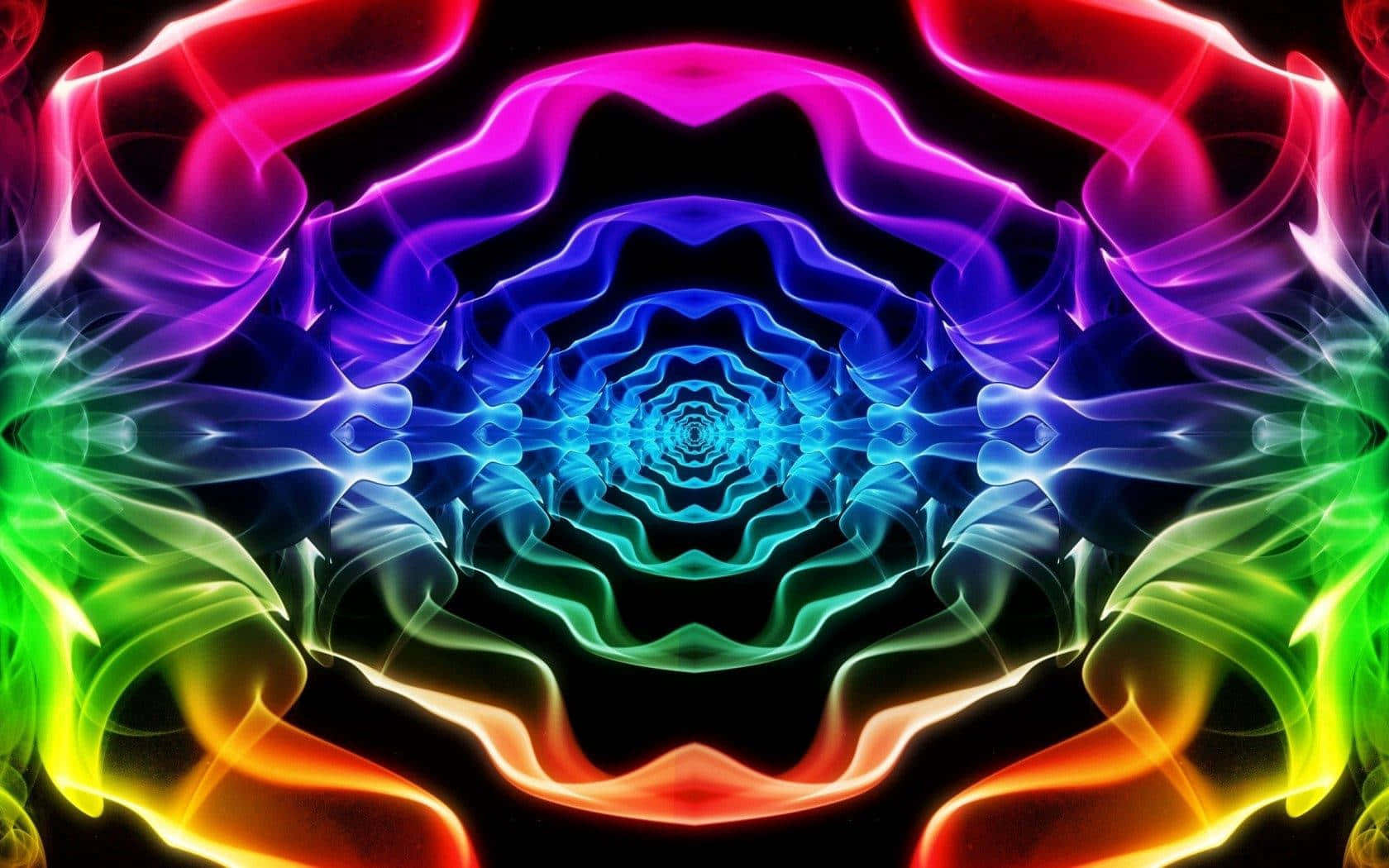 Cool Smoke, neon fractal patterns, kaleidoscopic tunnel, HD Desktop Wallpaper