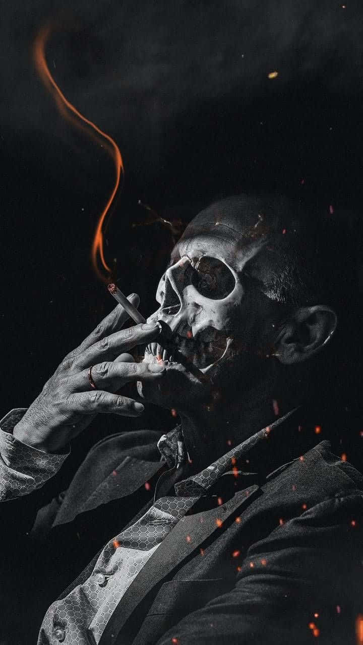 Cool Smoke, skeletal figure, suit, HD Phone Wallpaper