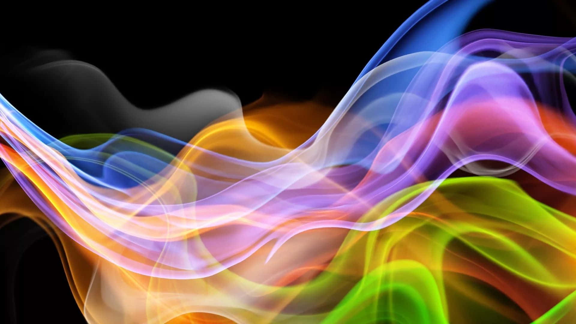 Cool Smoke, rainbow-colored smoke, stark black background, Full HD Desktop Wallpaper