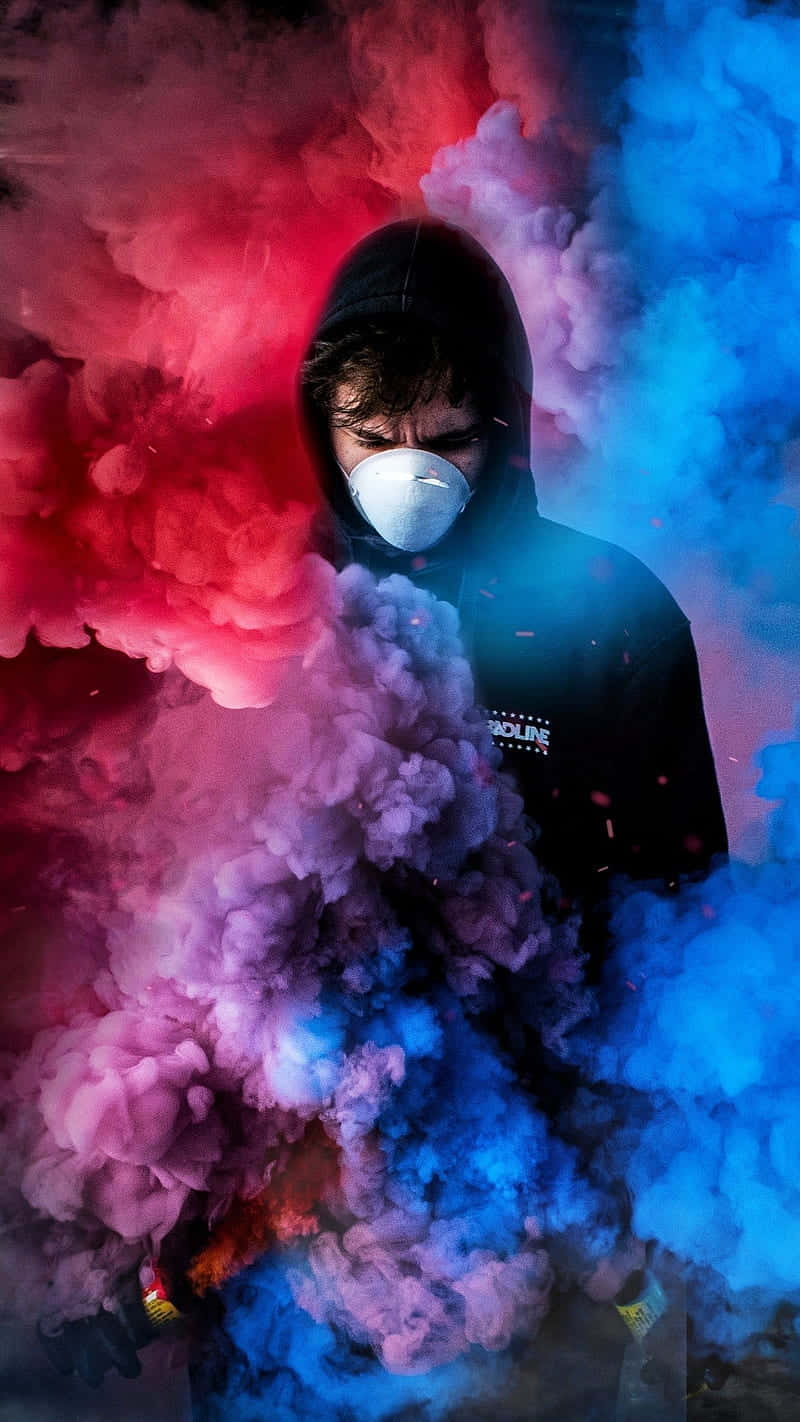 Cool Smoke, black hoodie, white mask, HD Phone Wallpaper