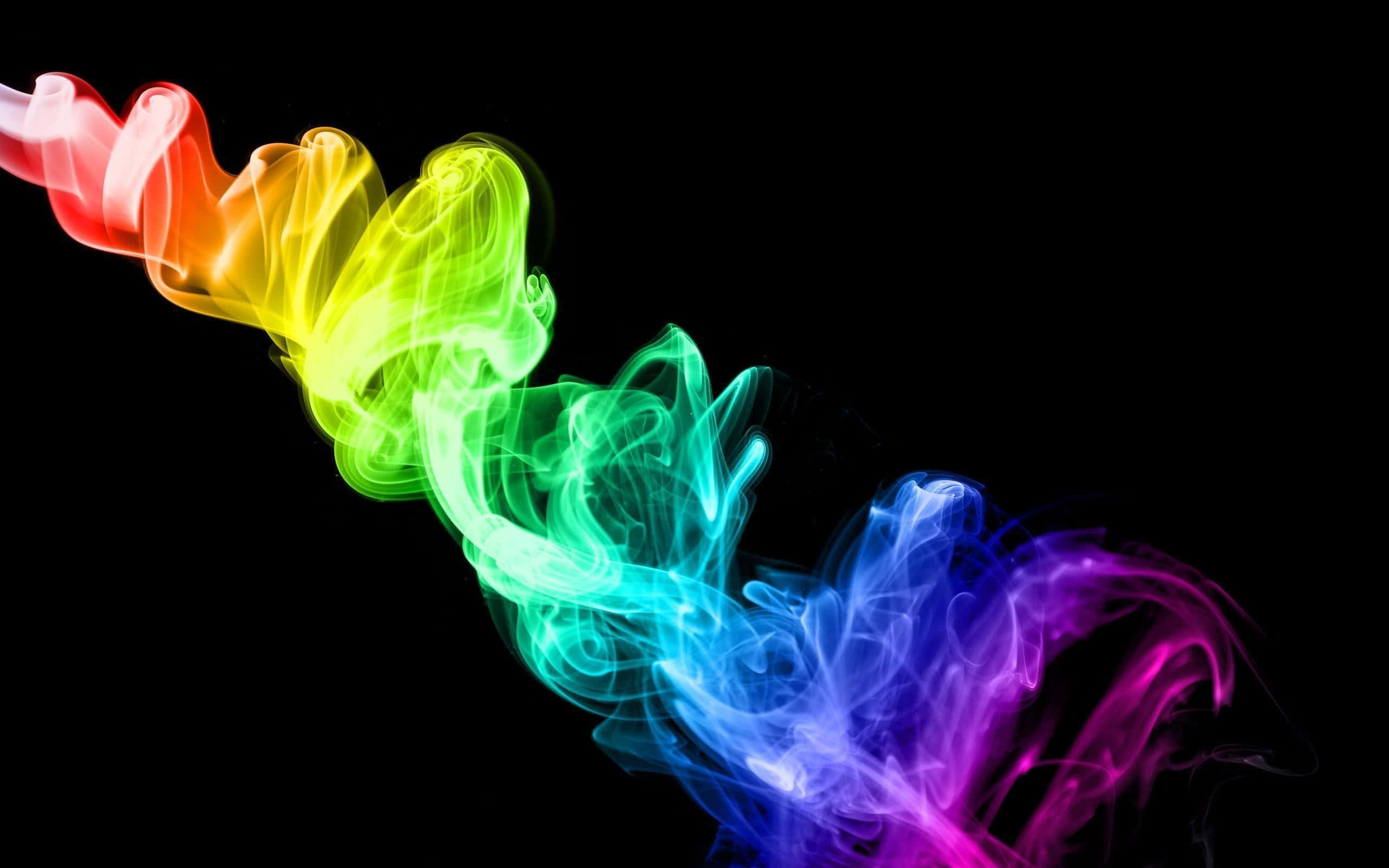 Cool Smoke, rainbow-colored smoke, stark black background, 2K Desktop Wallpaper