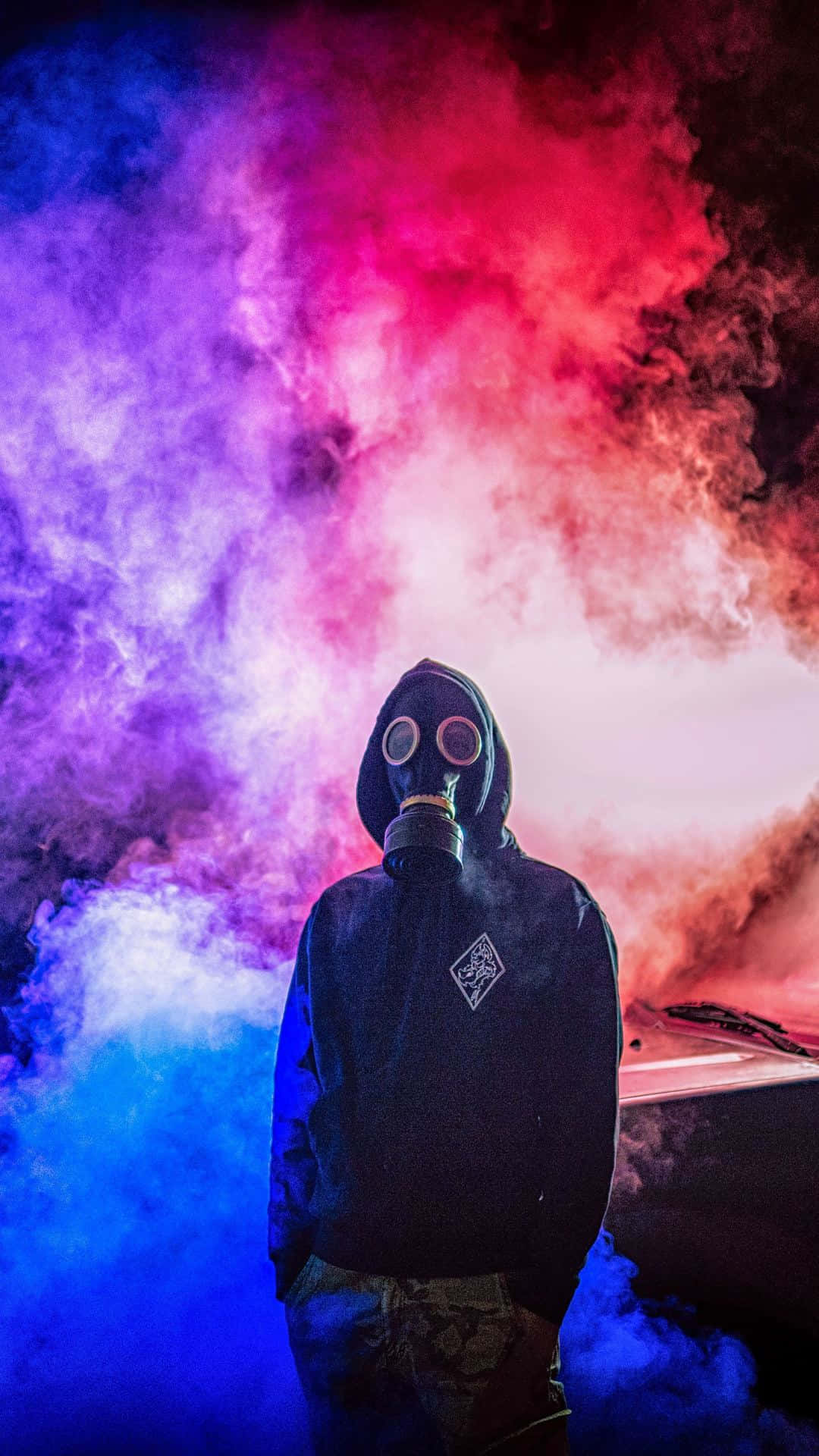 Cool Smoke, gas mask, blue smoke, Full HD Phone Wallpaper
