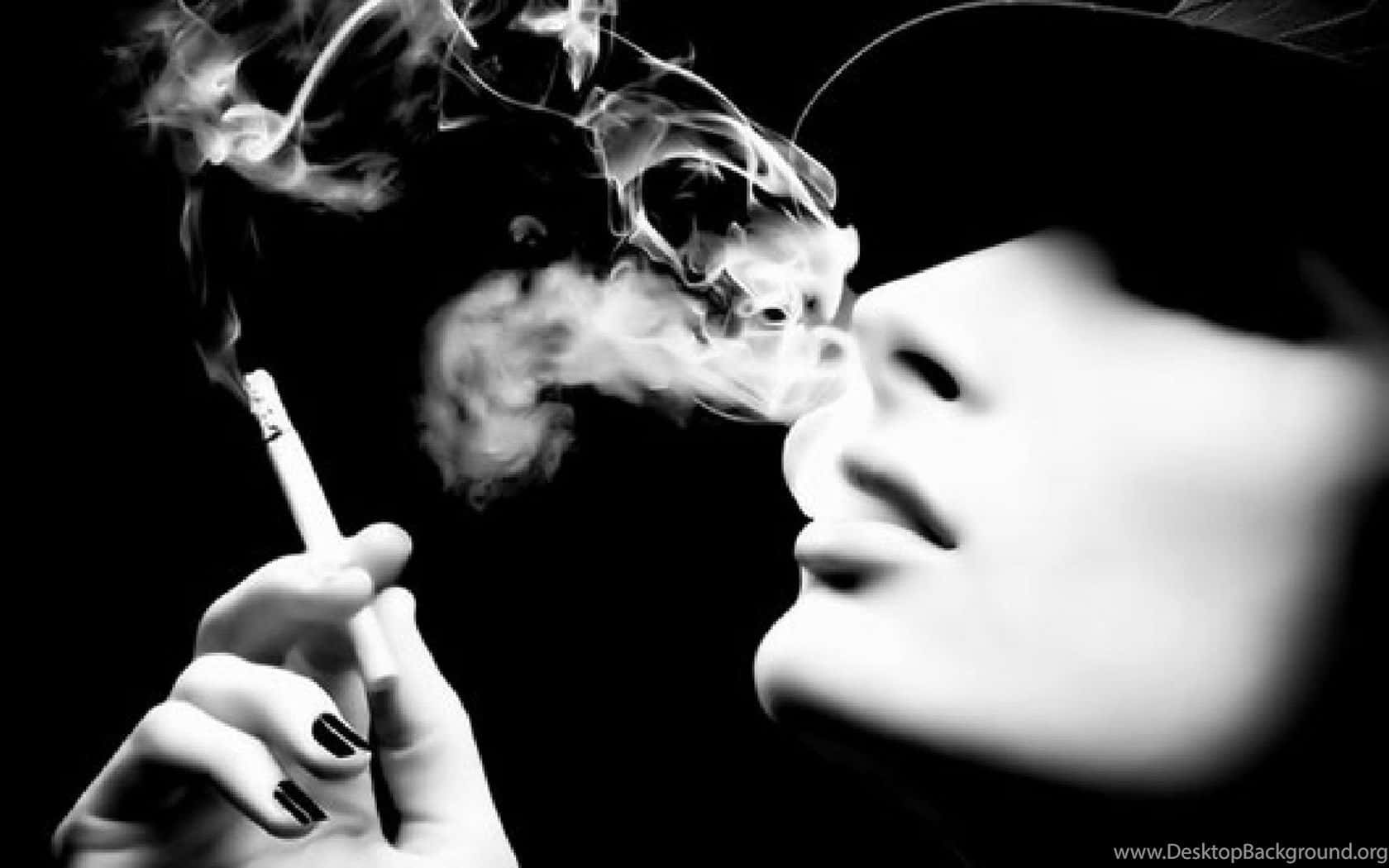 cool smoke, monochrome, cigarette, HD Desktop Wallpaper