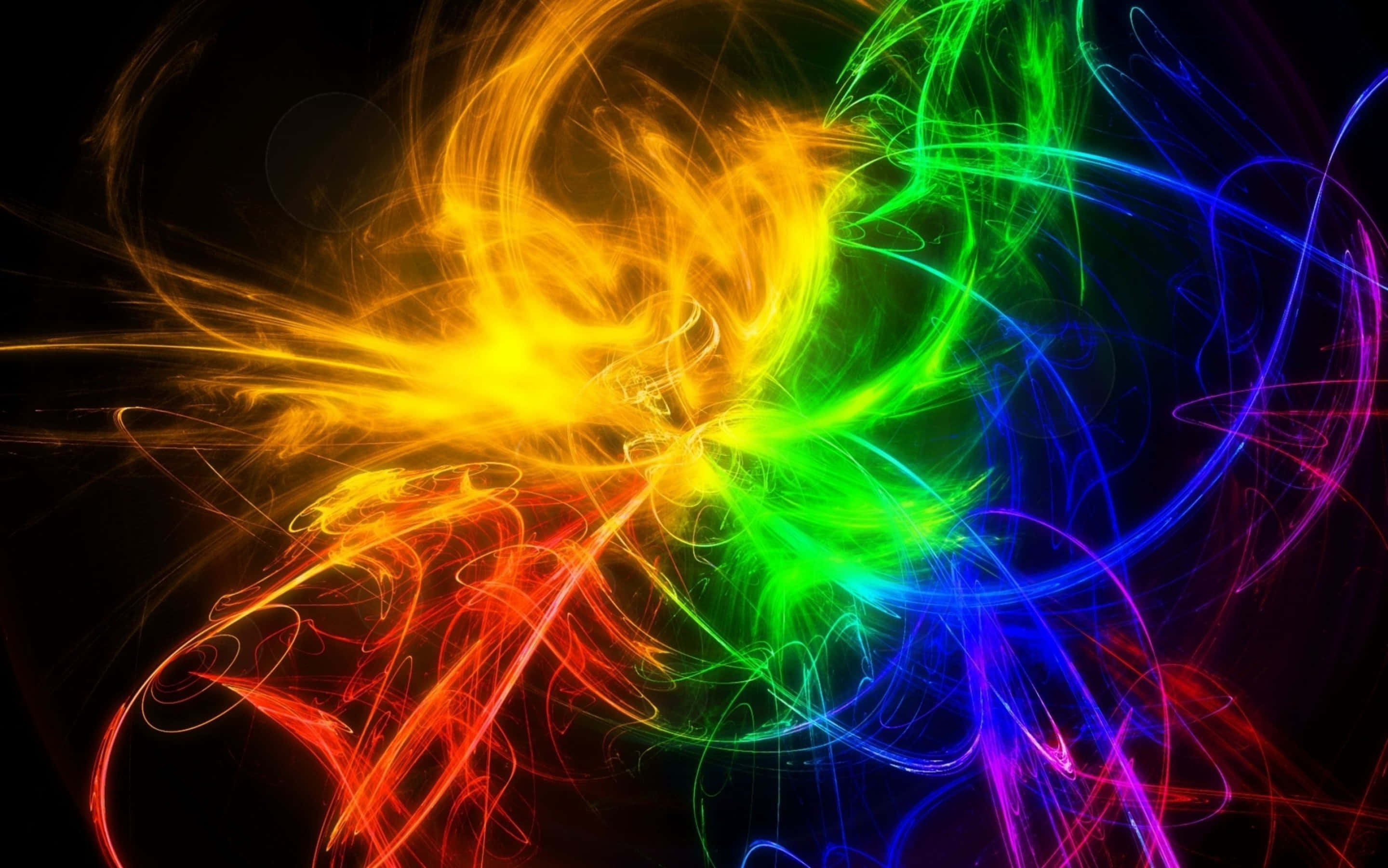 colorful smoke, neon energy streams, swirling rainbow hues, 2K Desktop Wallpaper