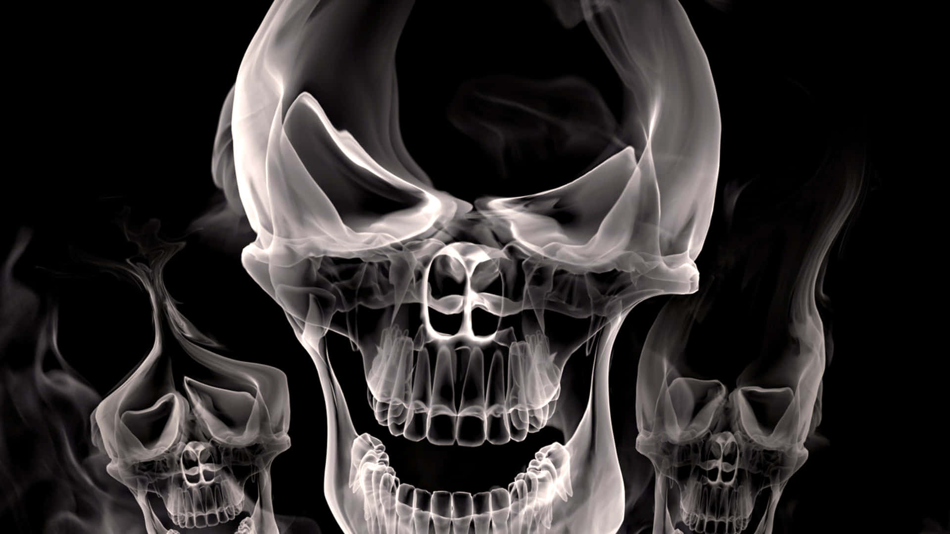 cool smoke, ghostly skulls, swirling smoke, Full HD Desktop Wallpaper