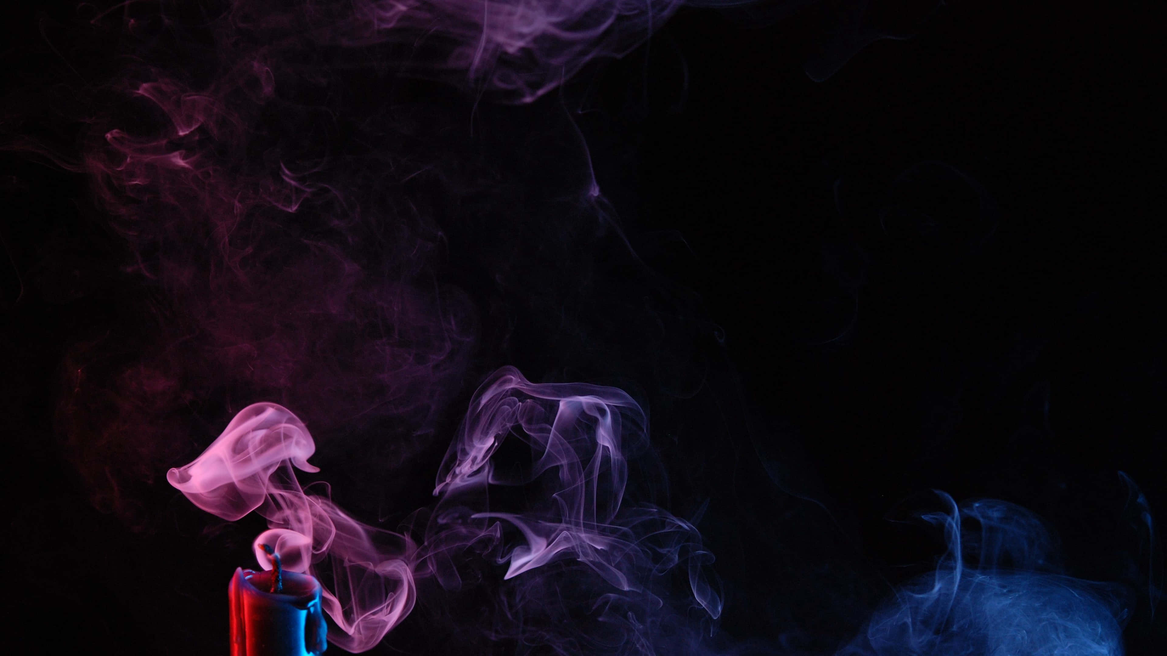 4K smoke art, vivid purple and blue smoke, pitch black background, 4K Desktop Wallpaper