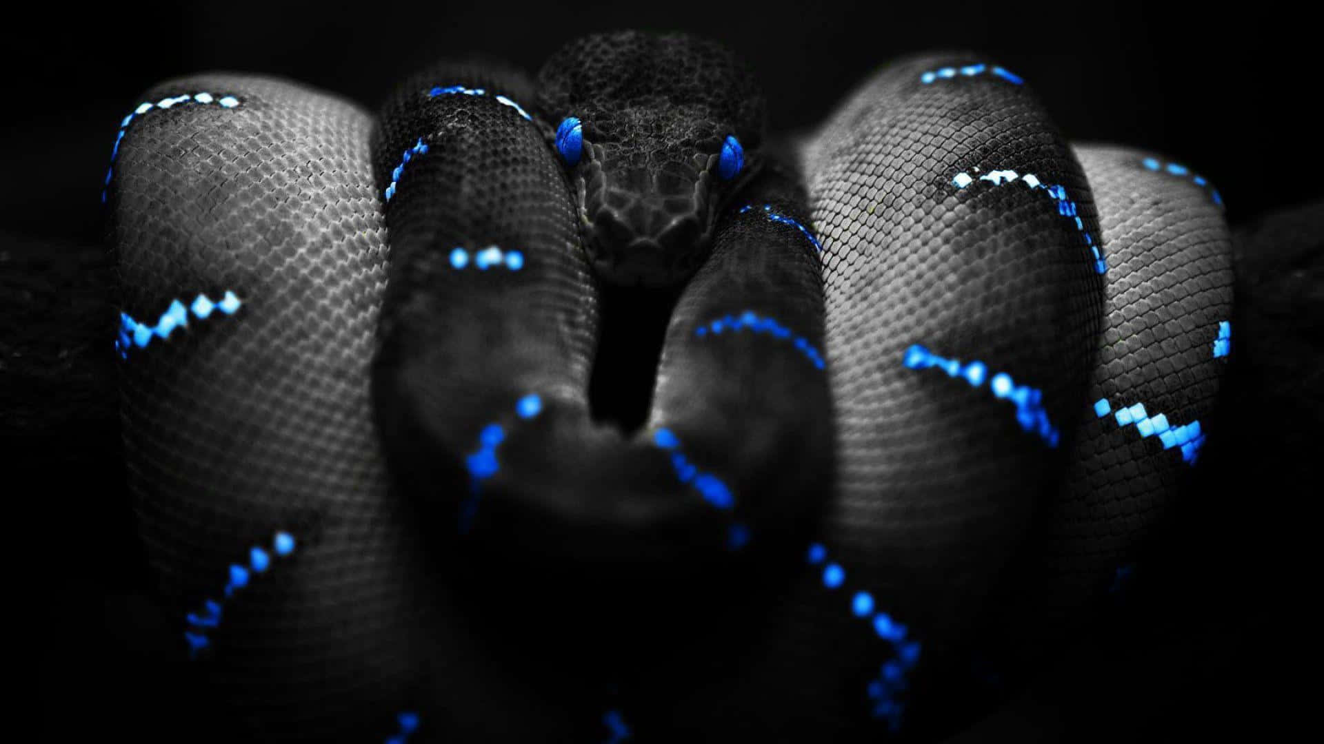Cool Snake, black snake, glowing blue eyes, Full HD Desktop Wallpaper