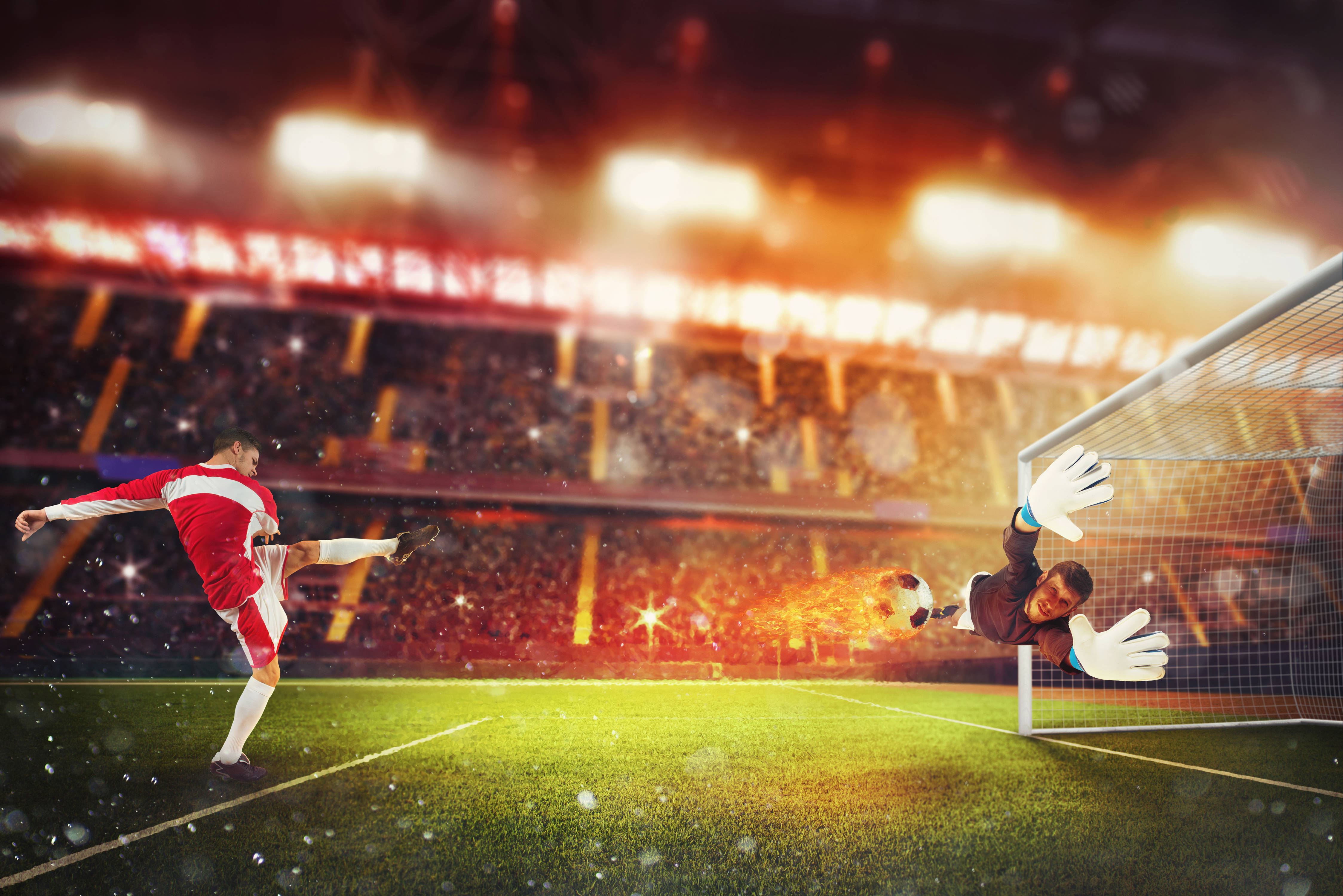 Cool Soccer Desktop, stadium, red lights, 4K Desktop Wallpaper