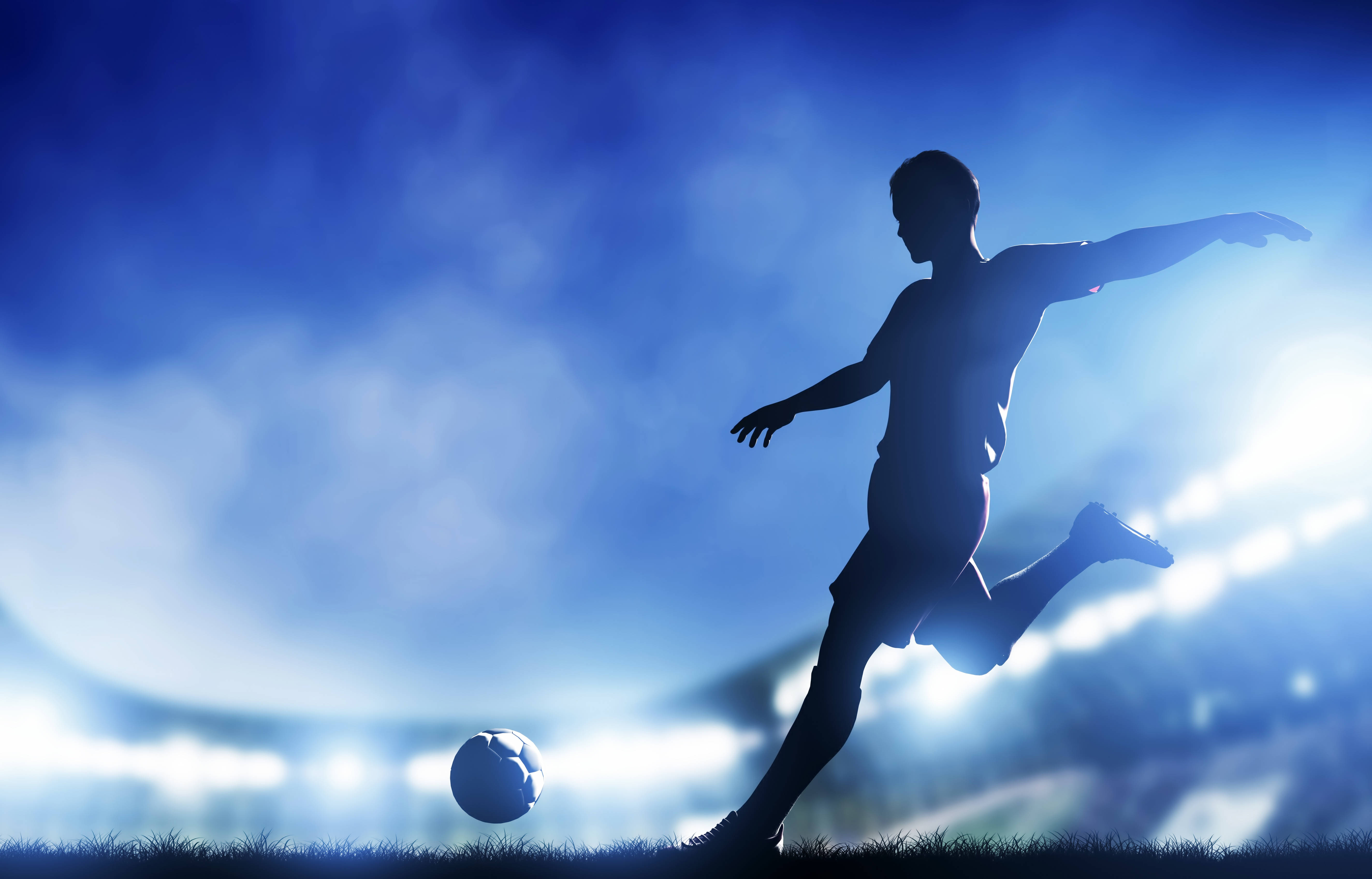 Cool Soccer Desktop, soccer player, mid-kick, 5K Desktop Wallpaper