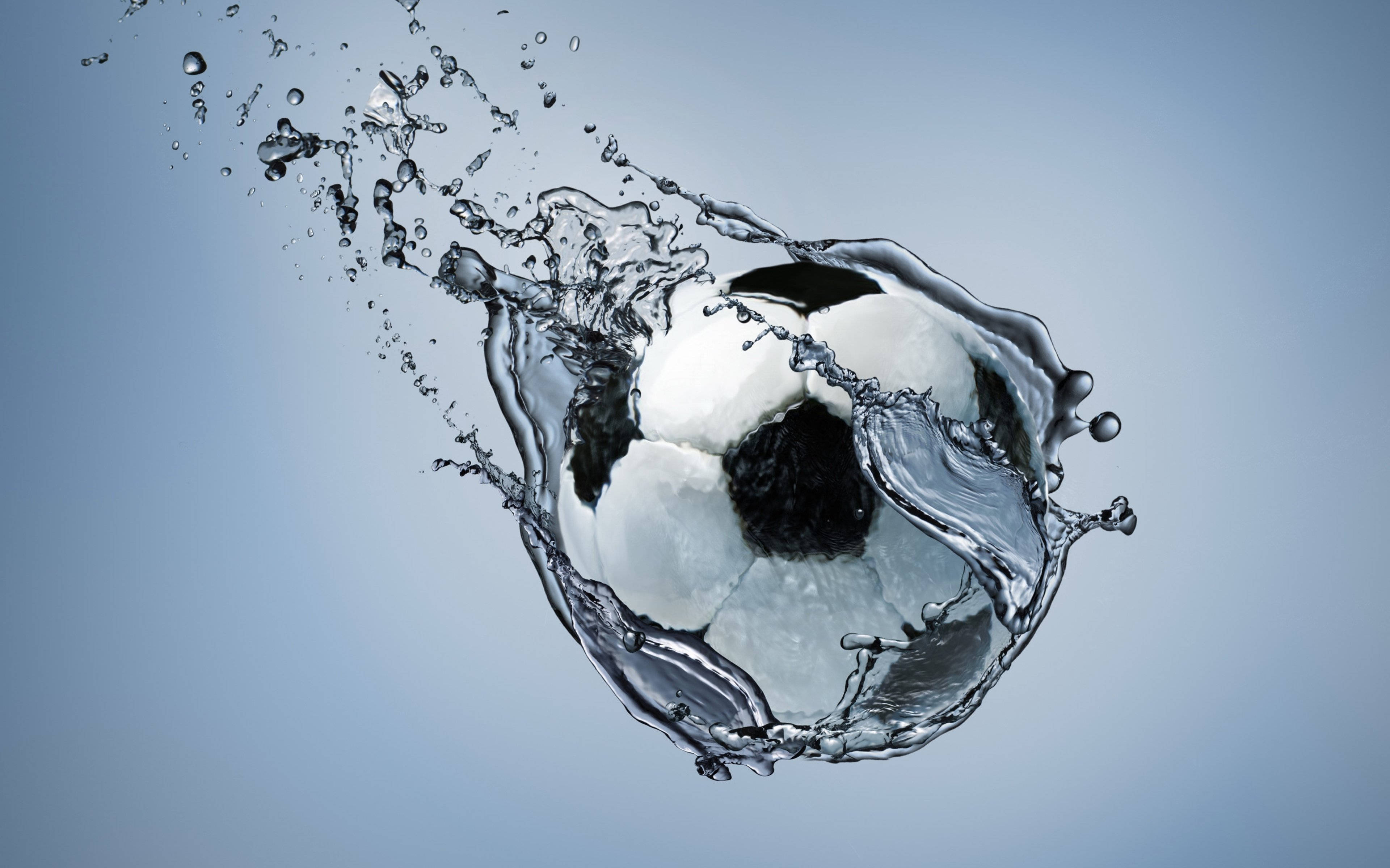Cool Soccer Desktop, soccer ball, water, 4K Desktop Wallpaper