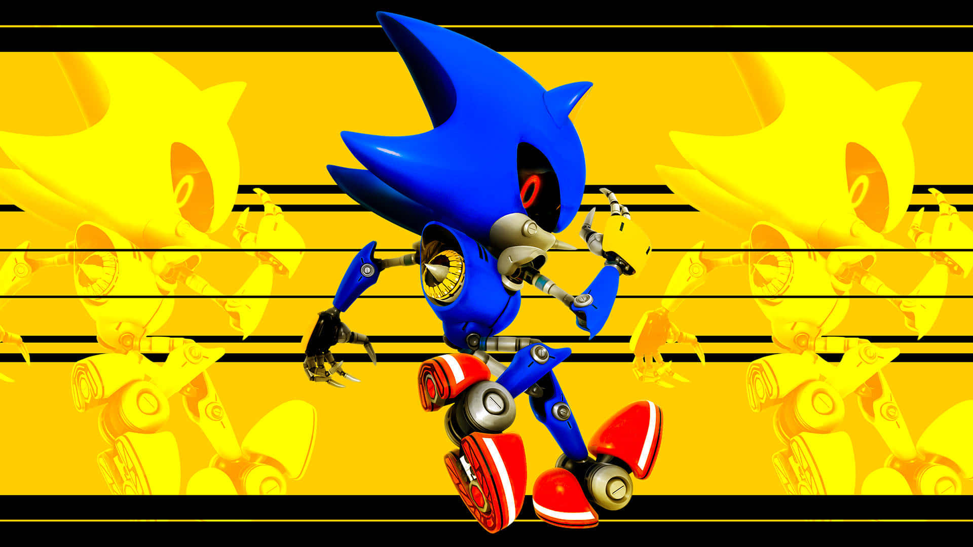 Sonic, blue robotic hedgehog, red eyes, Full HD Desktop Wallpaper