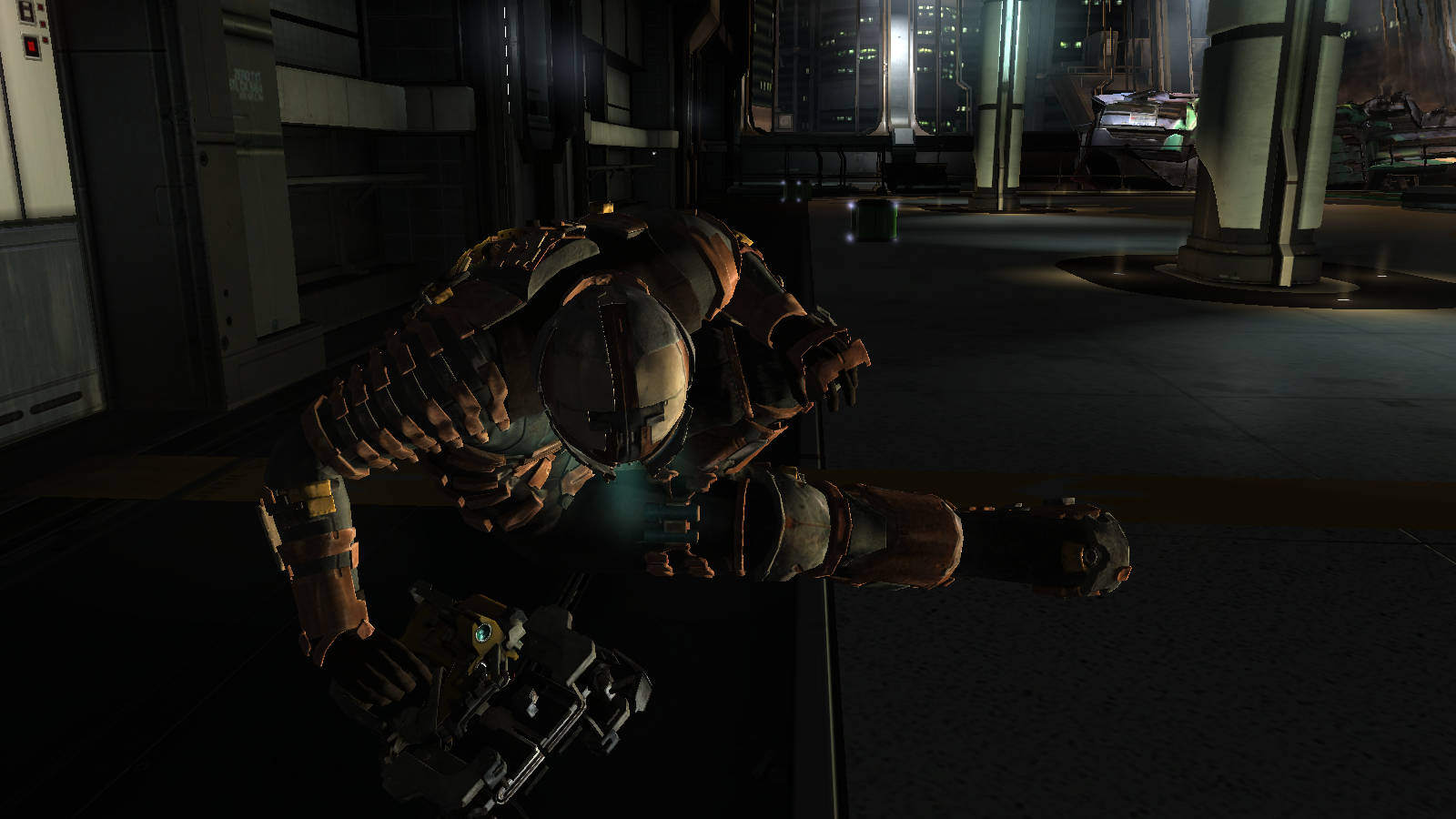 Cool Space Man, heavily armored soldier, futuristic corridor, HD Desktop Wallpaper