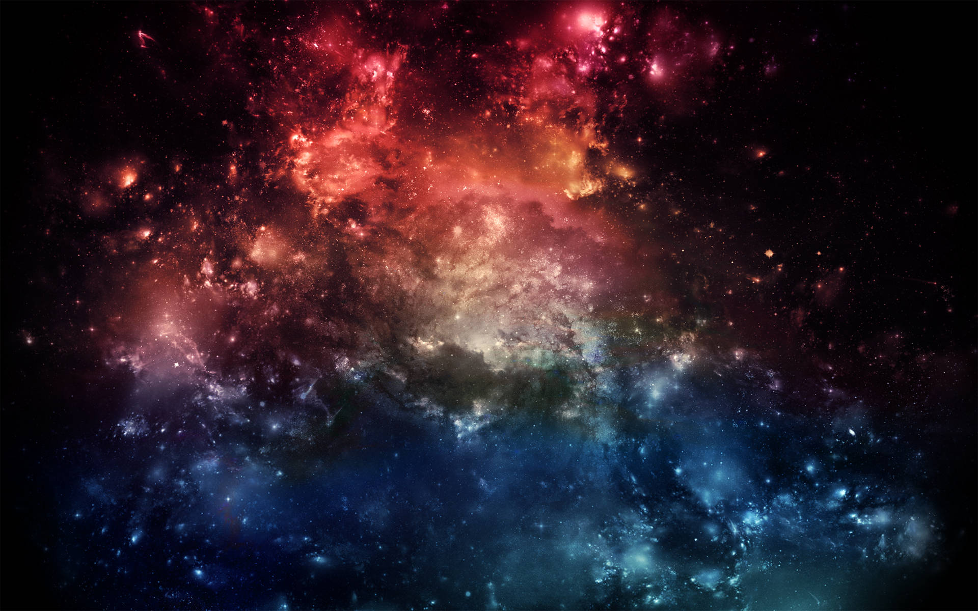 Cool Space Stars, cosmic nebula, fiery reds, Full HD Desktop Wallpaper