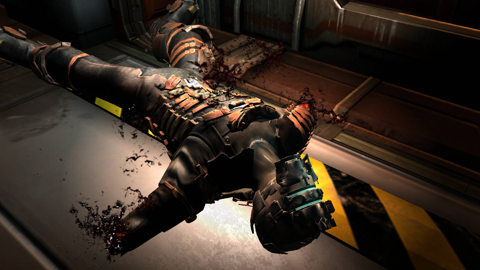Cool Space, bloodied armored figure, metallic floor, HD Desktop Wallpaper