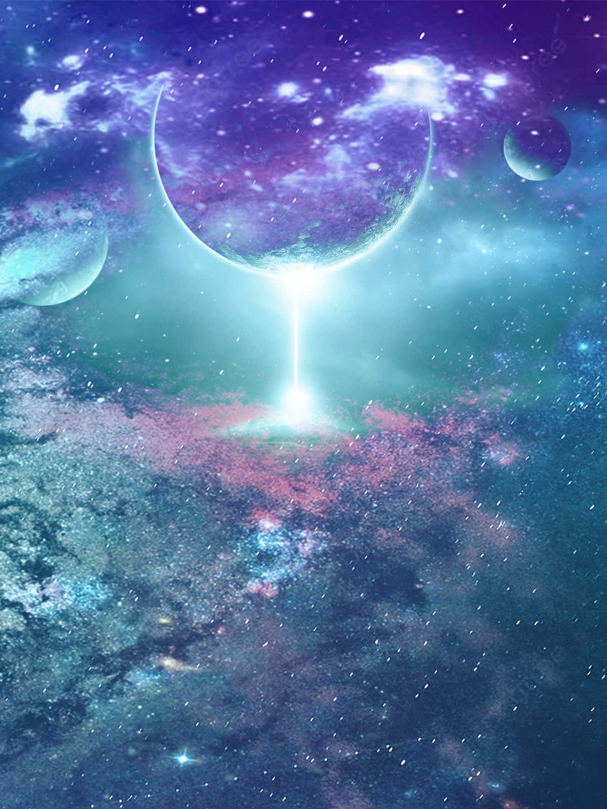 cosmic wine glass, swirling purple and teal nebulae, bright beam of light, HD Phone Wallpaper
