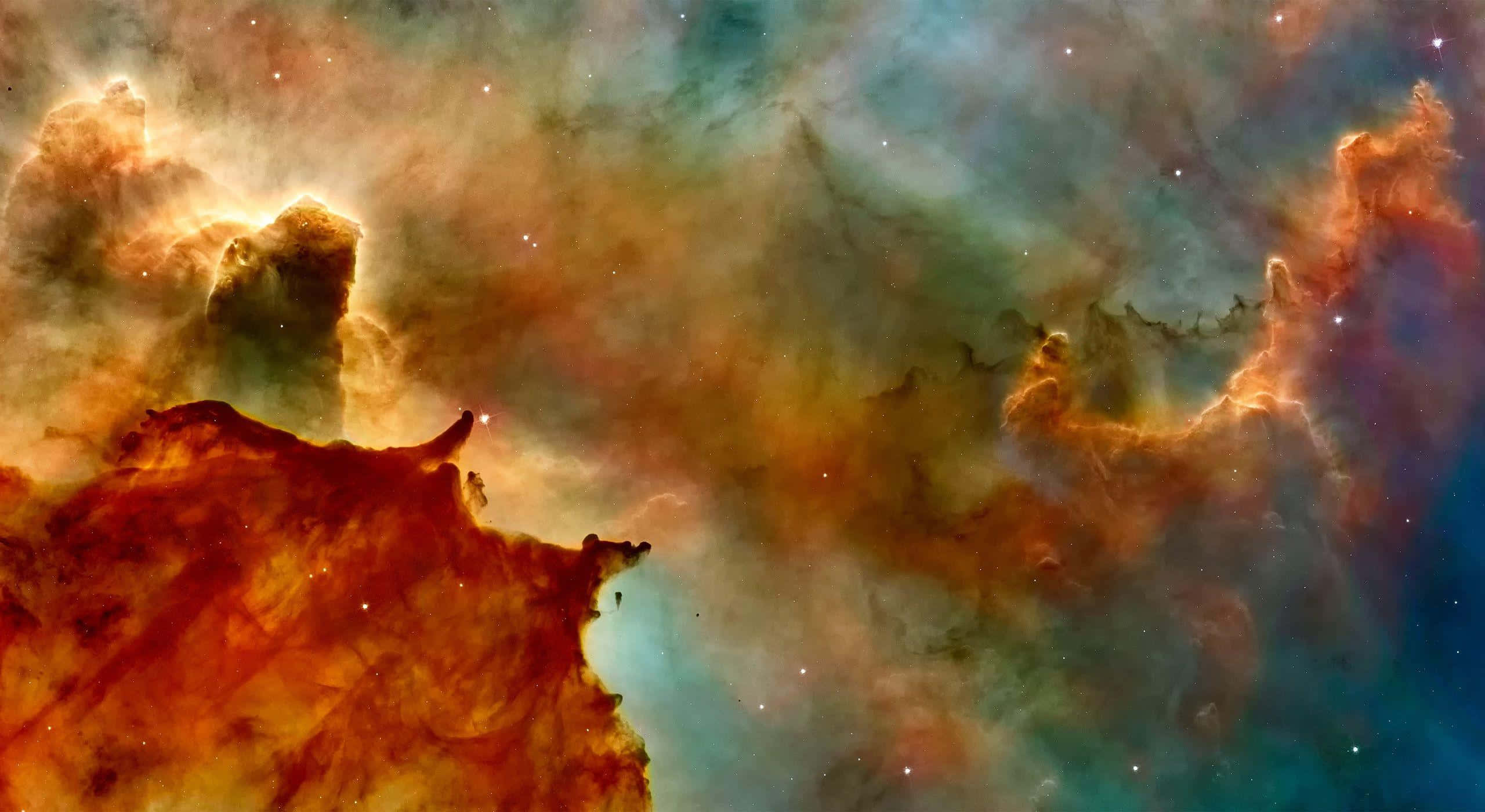 Deep Space, orange teal, purple, 2K Desktop Wallpaper