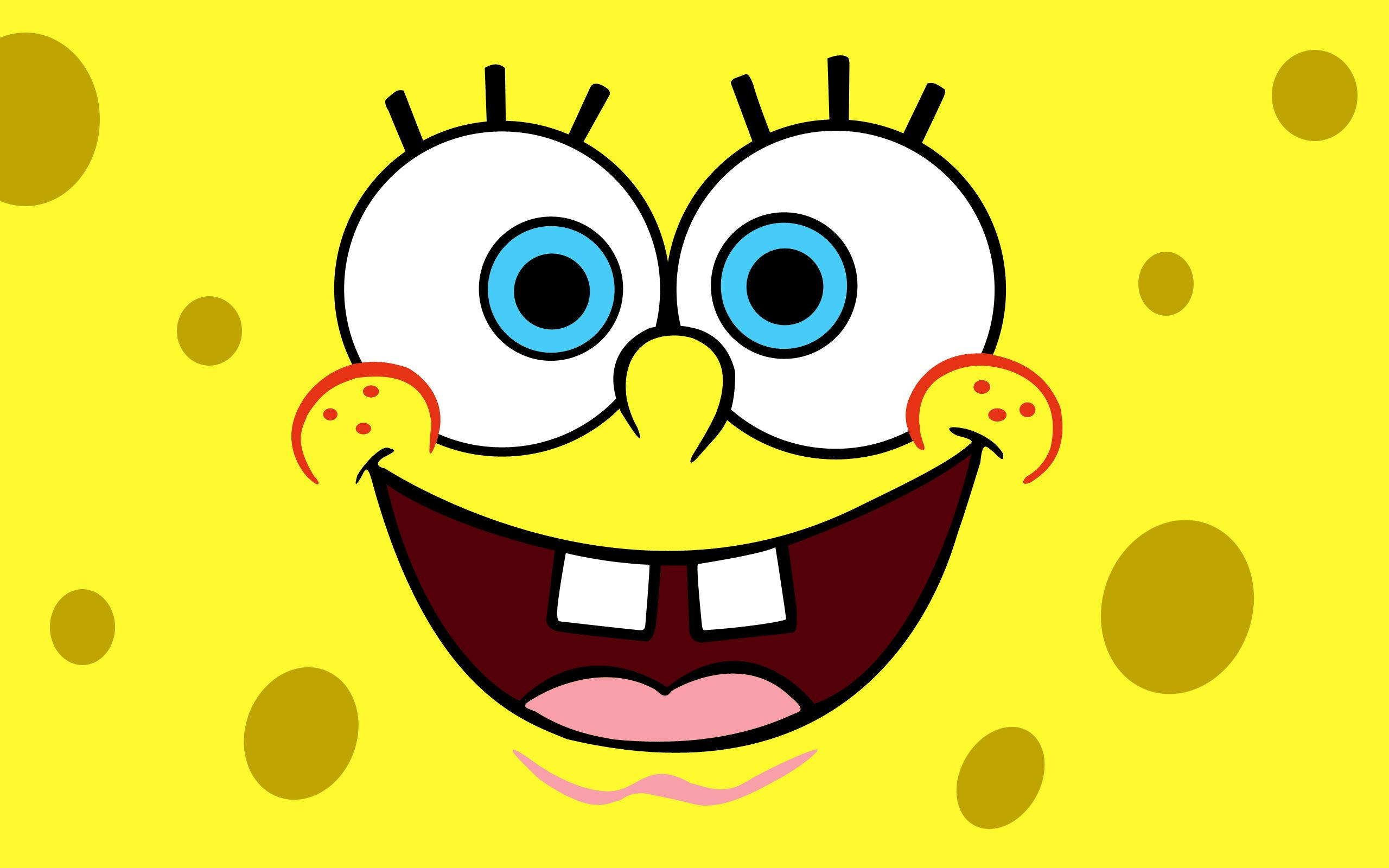 SpongeBob, big blue eyes, wide toothy grin, 2K Desktop Wallpaper