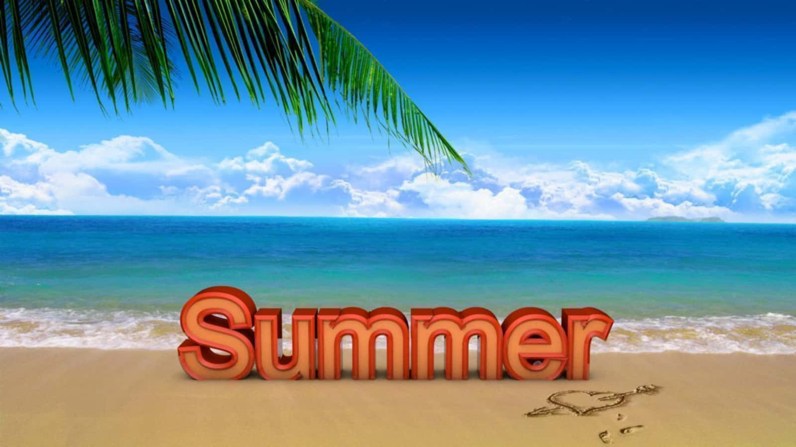 Cool Summer, orange 3D Summer letters, golden sand, HD Desktop Wallpaper