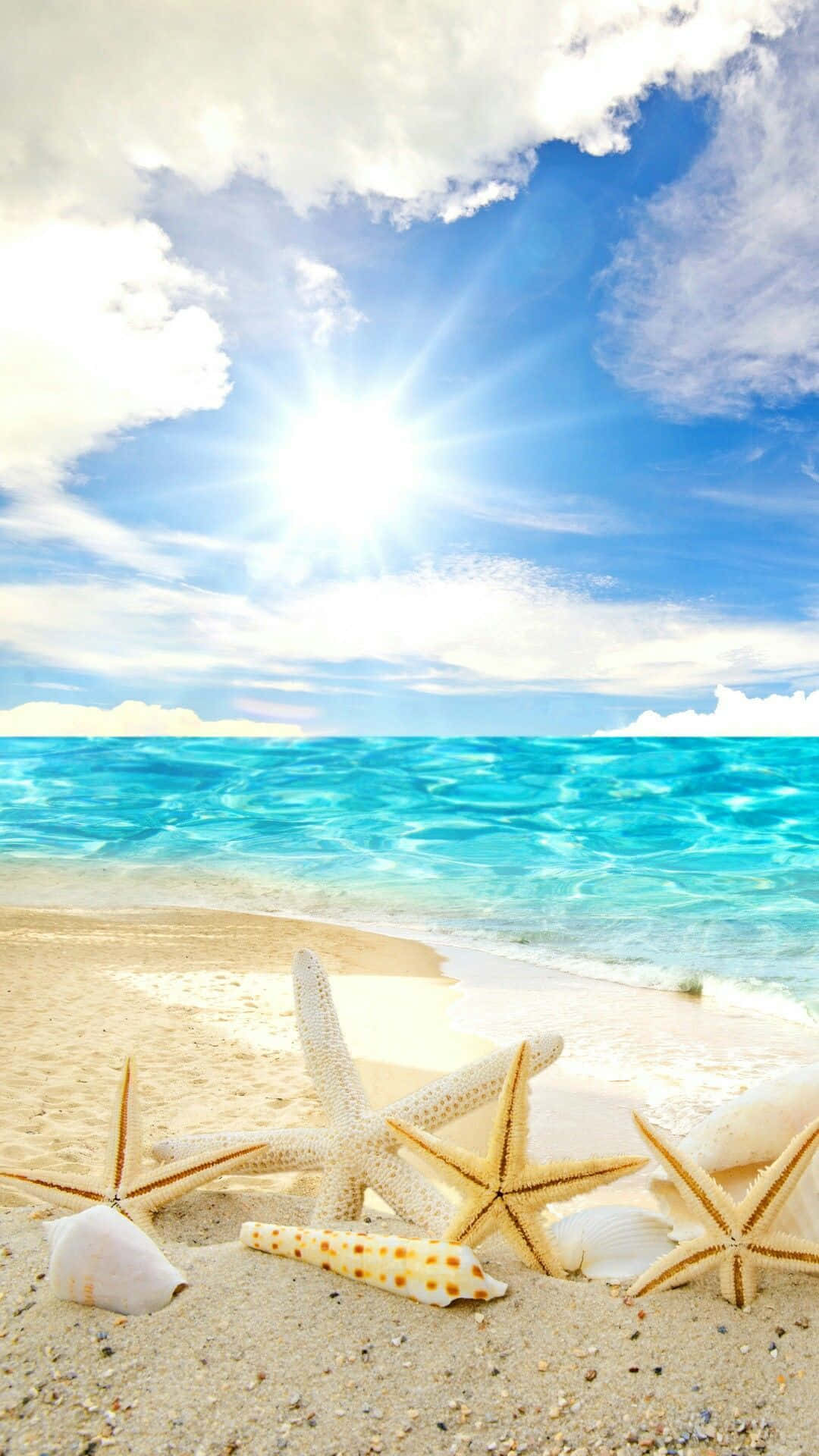Cool Summer, turquoise ocean, sandy shore, Full HD Phone Wallpaper