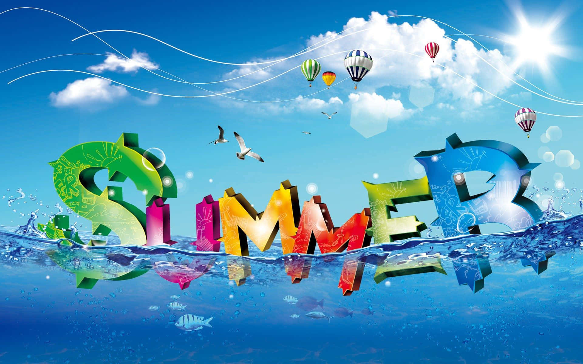 Cool Summer, sunny sky, hot air balloons, Full HD Desktop Wallpaper
