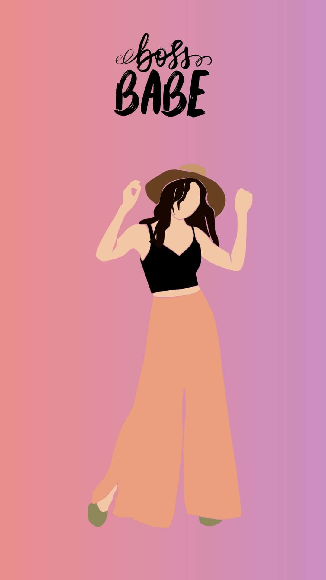 boss babe, pink to purple gradient, hat, Full HD Phone Wallpaper