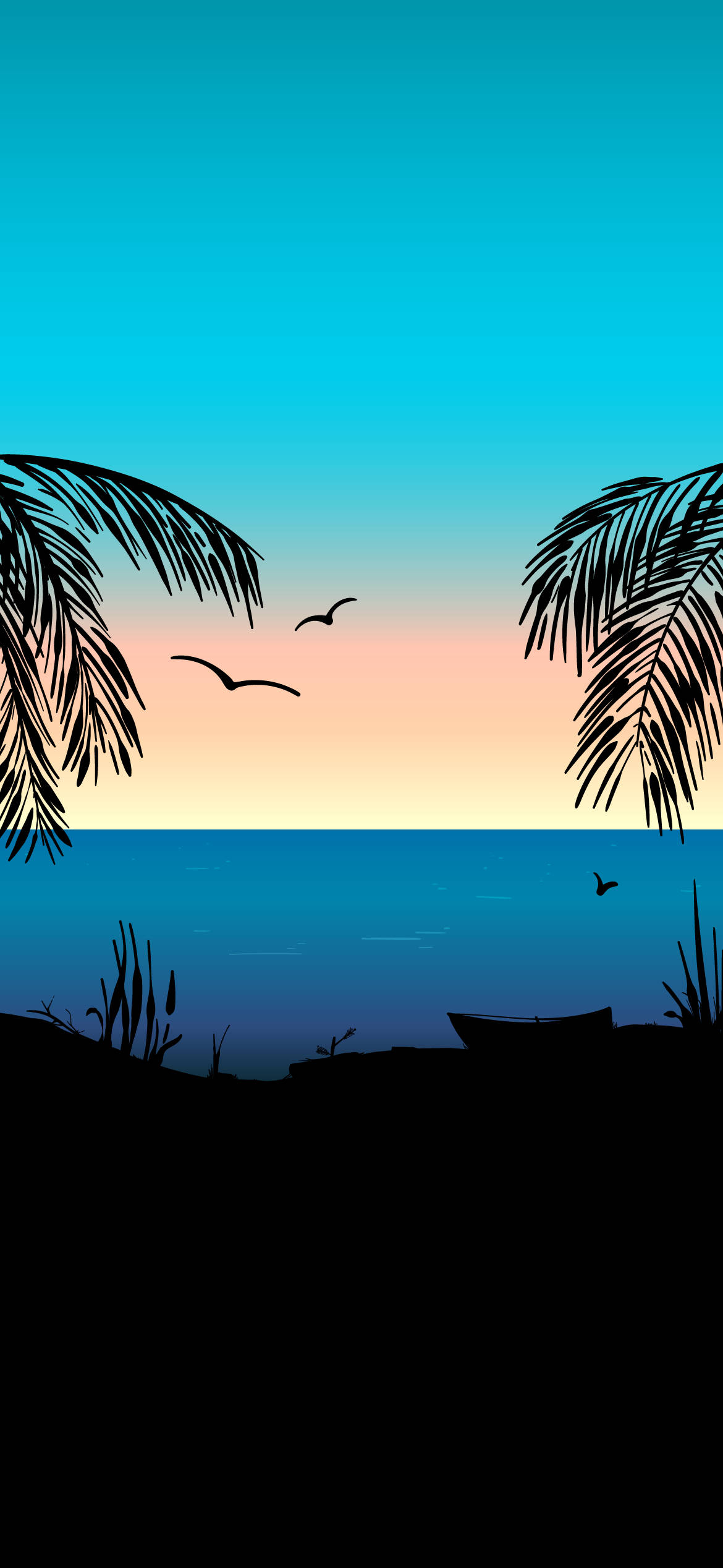 4K wallpaper, palm trees, tropical sunset, Full HD Phone Wallpaper