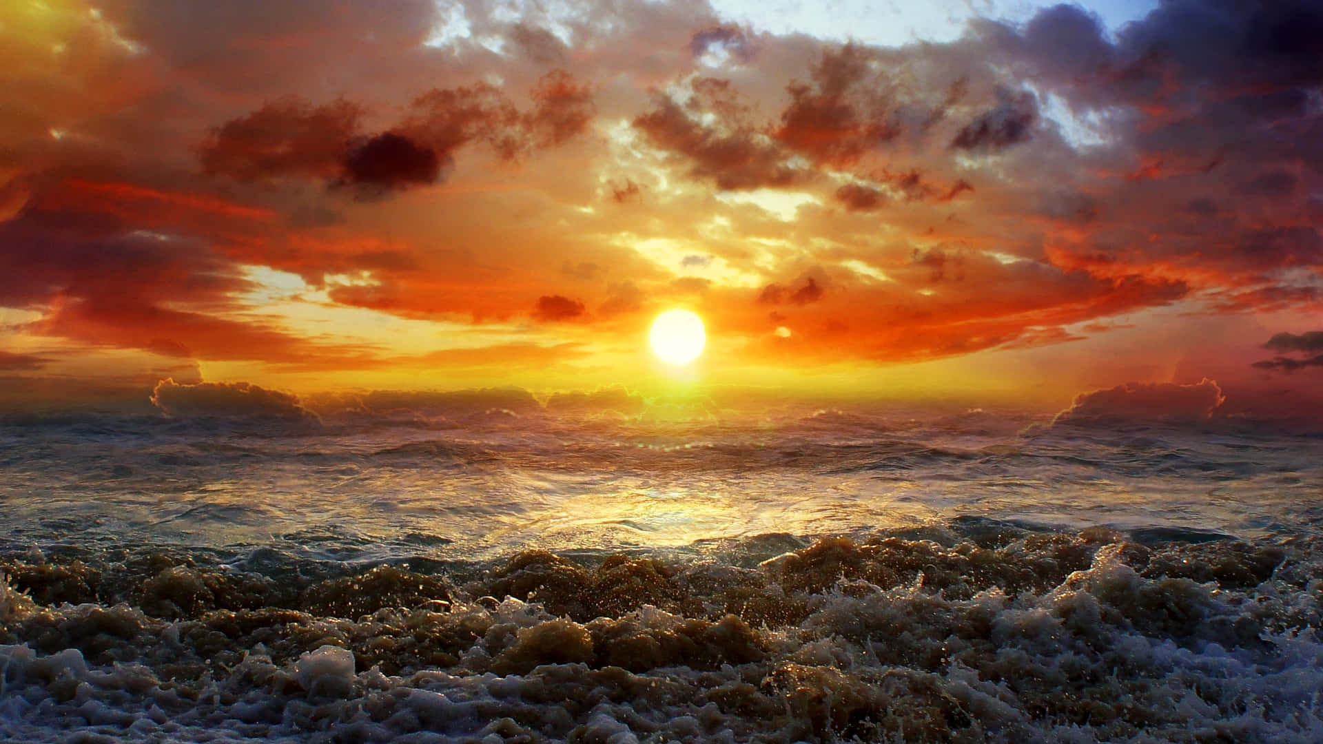 Cool Sunset, sunset, ocean, Full HD Desktop Wallpaper