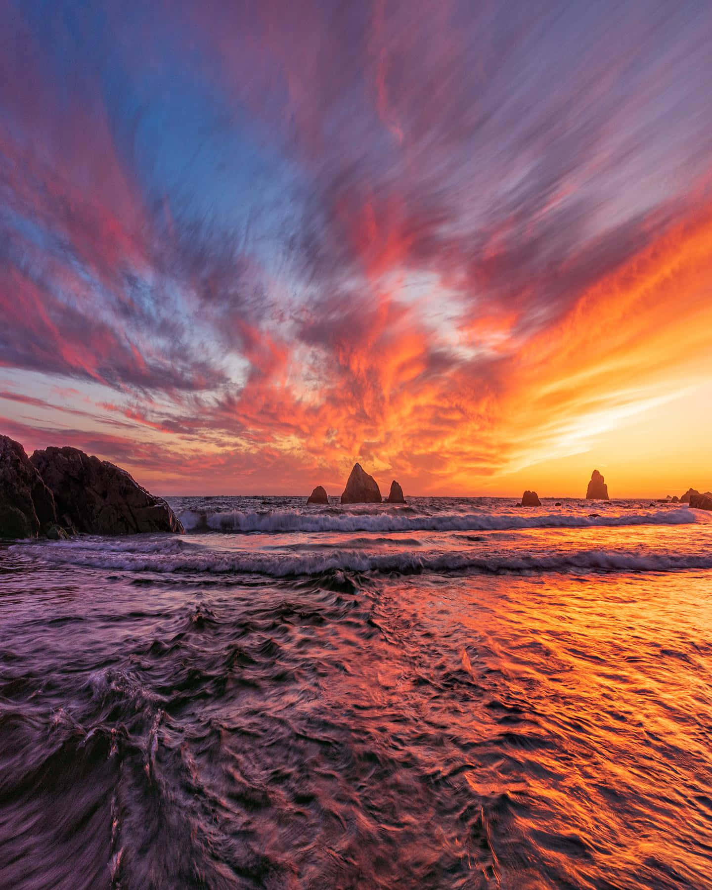 cool sunset, fiery orange, pink, HD Phone Wallpaper