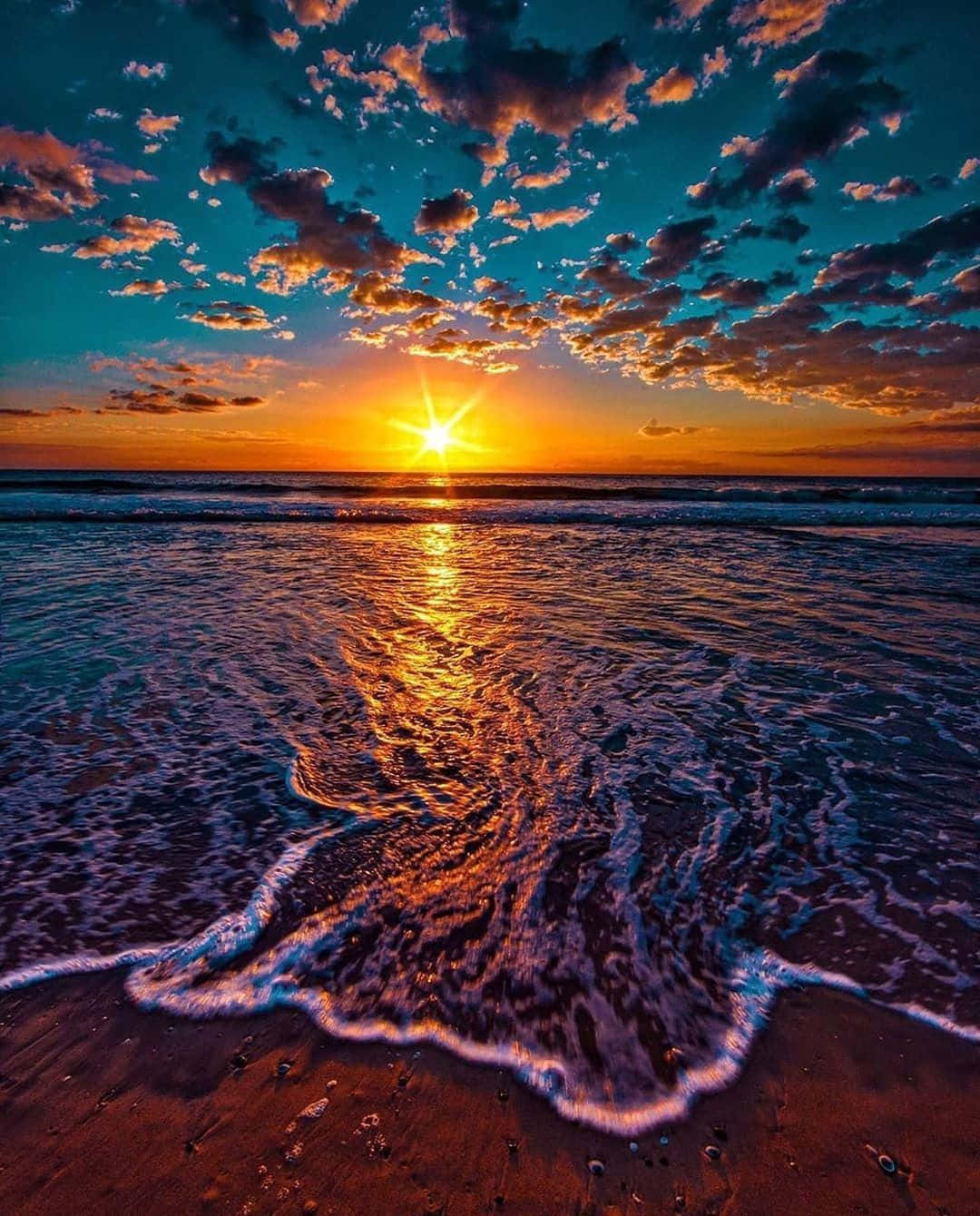 Sunset, ocean, golden light, HD Phone Wallpaper
