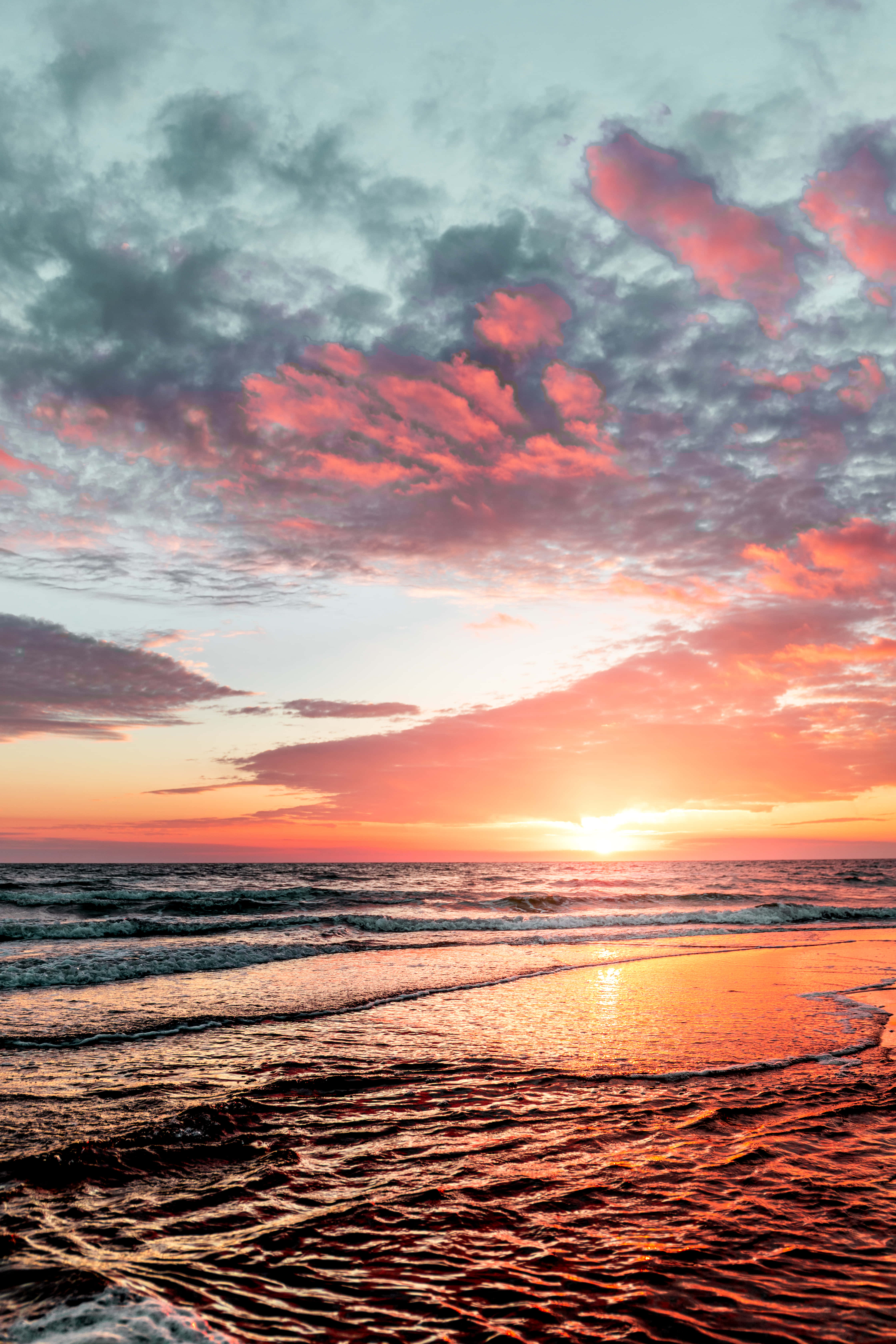 Cool Sunset, sunset, ocean, 5K Phone Wallpaper